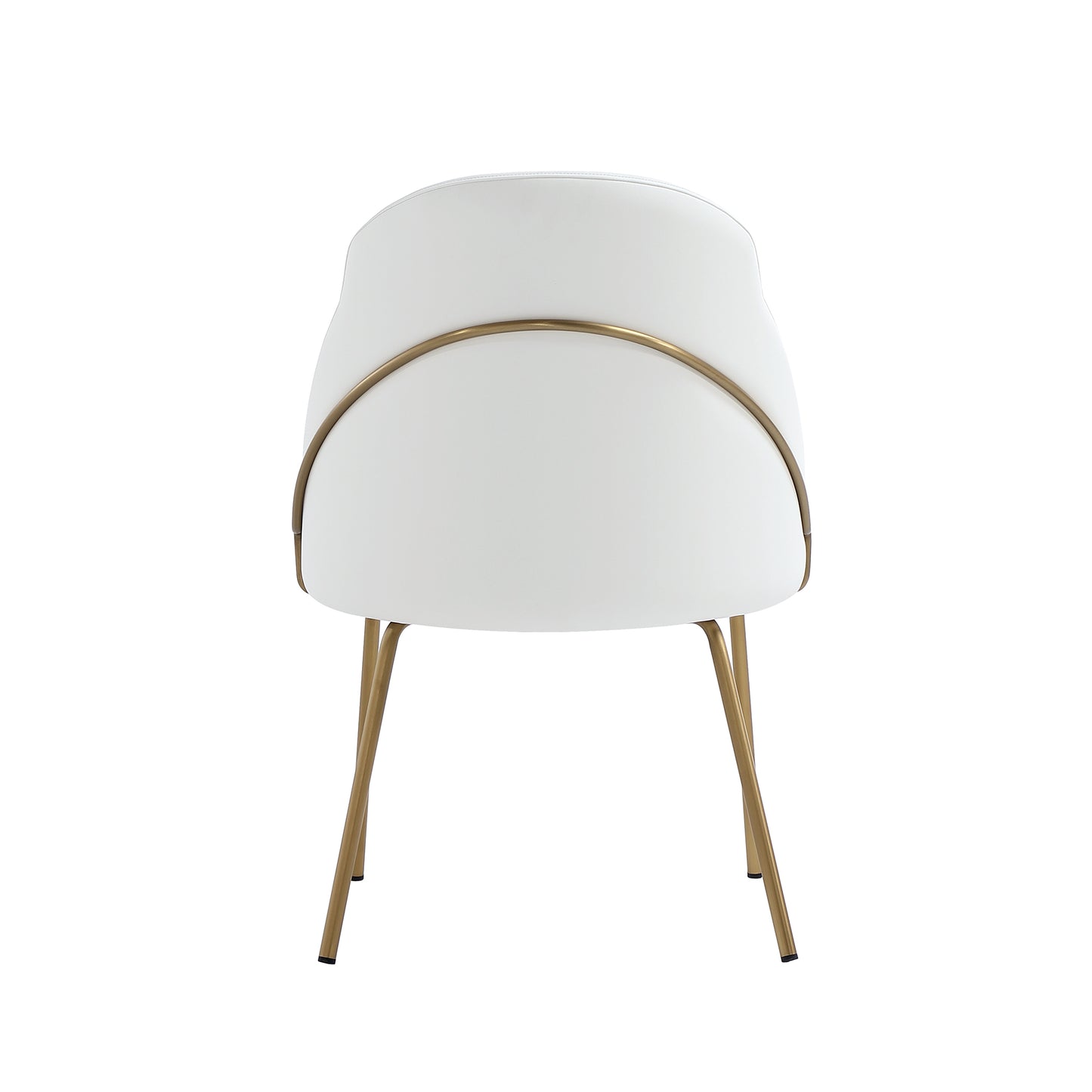 Gracie Modern Metal Vegan Leather Dining Chair in White and Gold - Set of 4 4-DC100-GWH