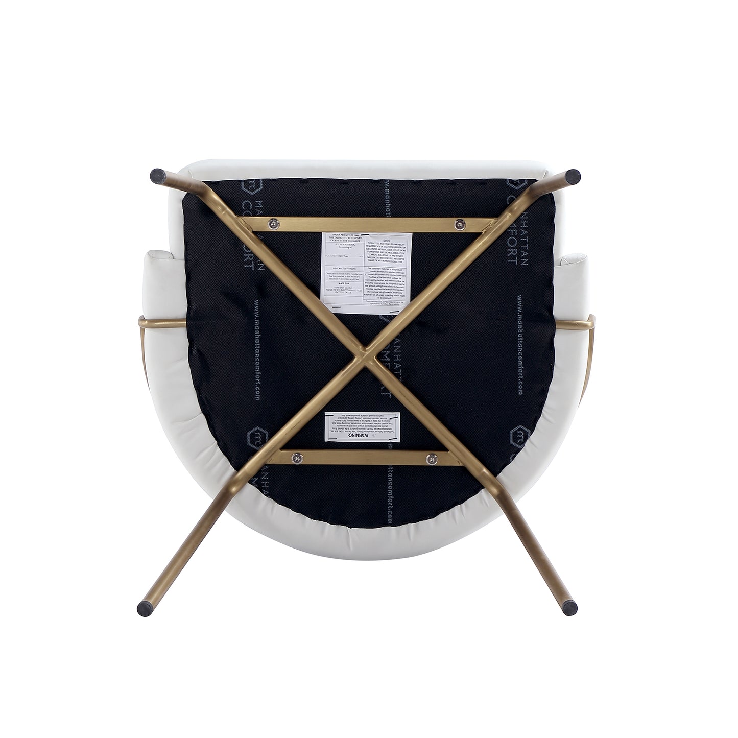 Gracie Modern Metal Vegan Leather Dining Chair in White and Gold - Set of 4 4-DC100-GWH