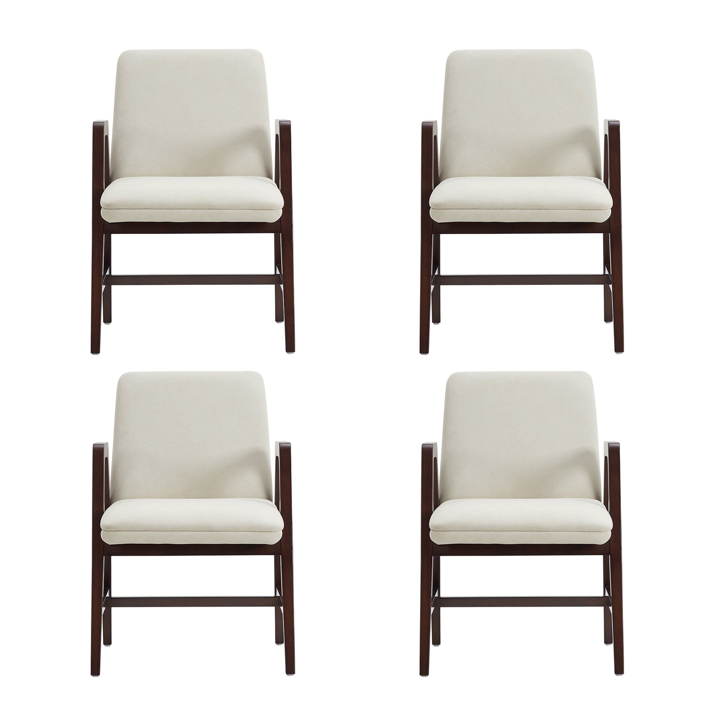 Stella Modern Wood Velvet Armchair in Cream - Set of 4 4-DC101AR-CR
