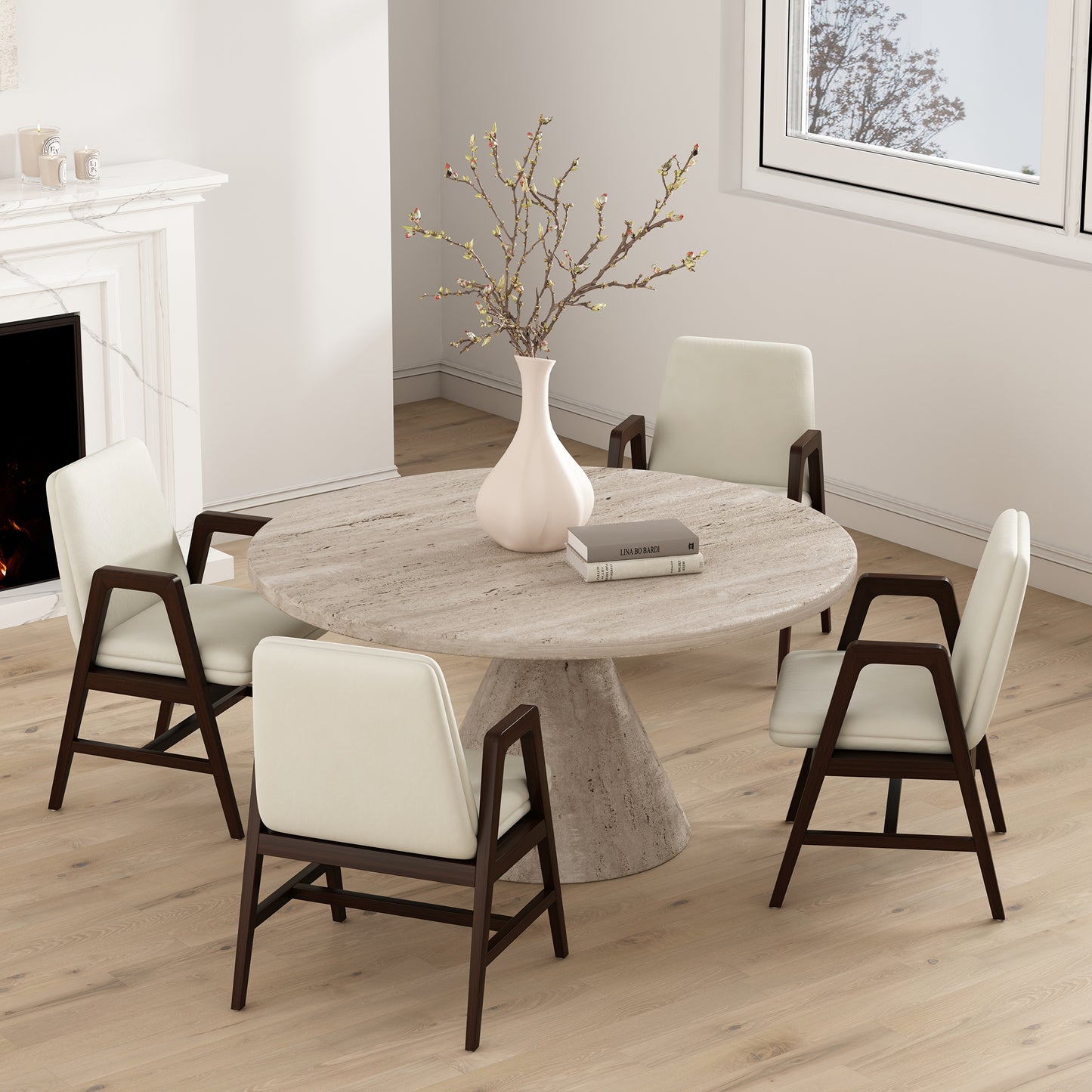 Stella Modern Wood Velvet Armchair in Cream - Set of 4 4-DC101AR-CR