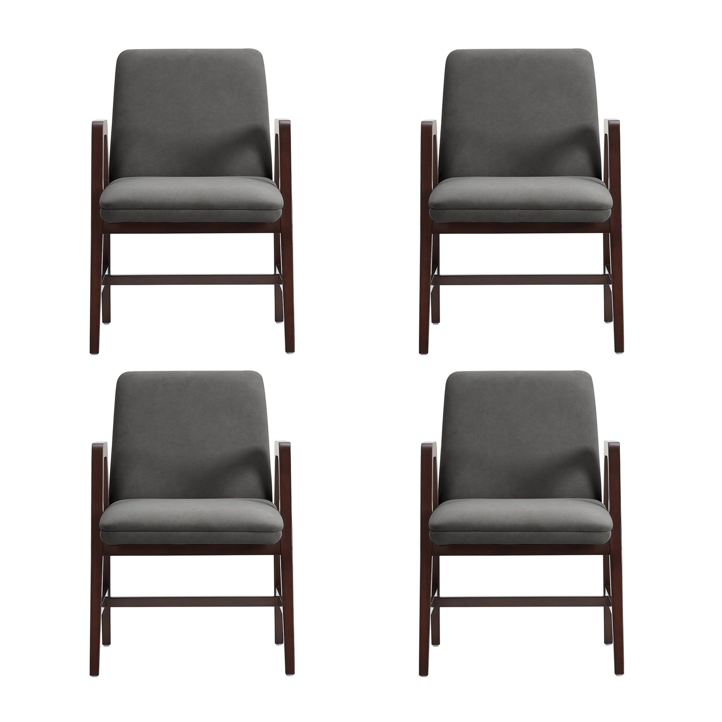 Stella Modern Wood Velvet Armchair in Graphite - Set of 4 4-DC101AR-GY