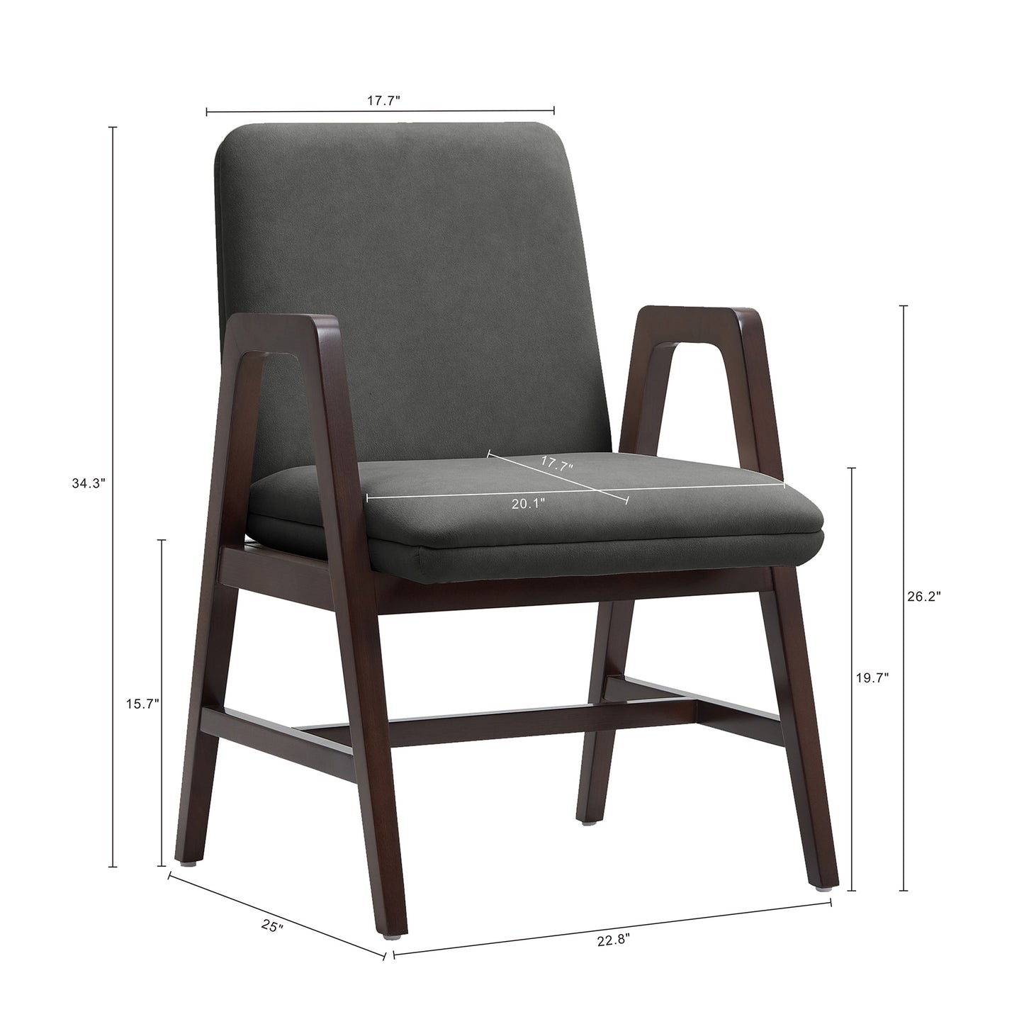 Stella Modern Wood Velvet Armchair in Graphite - Set of 4 4-DC101AR-GY