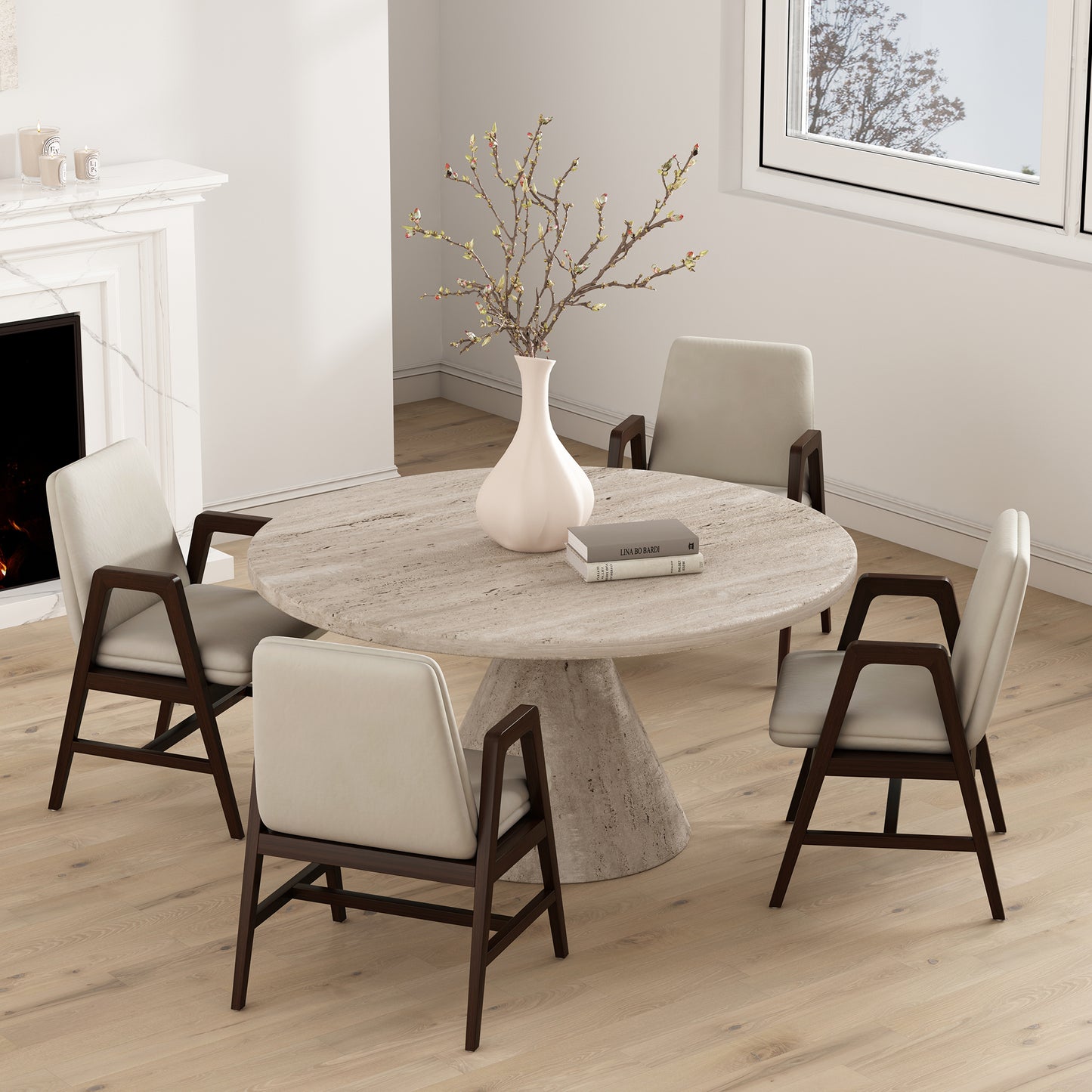 Stella Modern Wood Velvet Armchair in Champagne - Set of 4 4-DC101AR-OM
