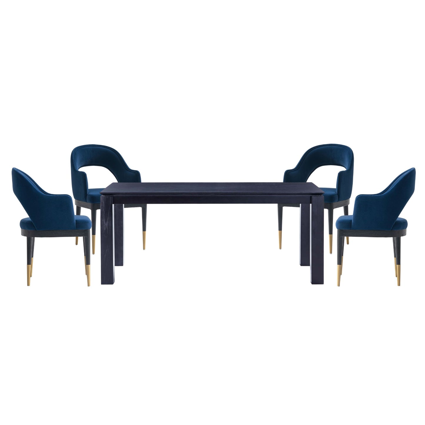 Carrington and Rockaway Modern Industry Chic 5-Piece Dining Set in Midnight Blue and Black 4-DT02DC089AR-BKBL