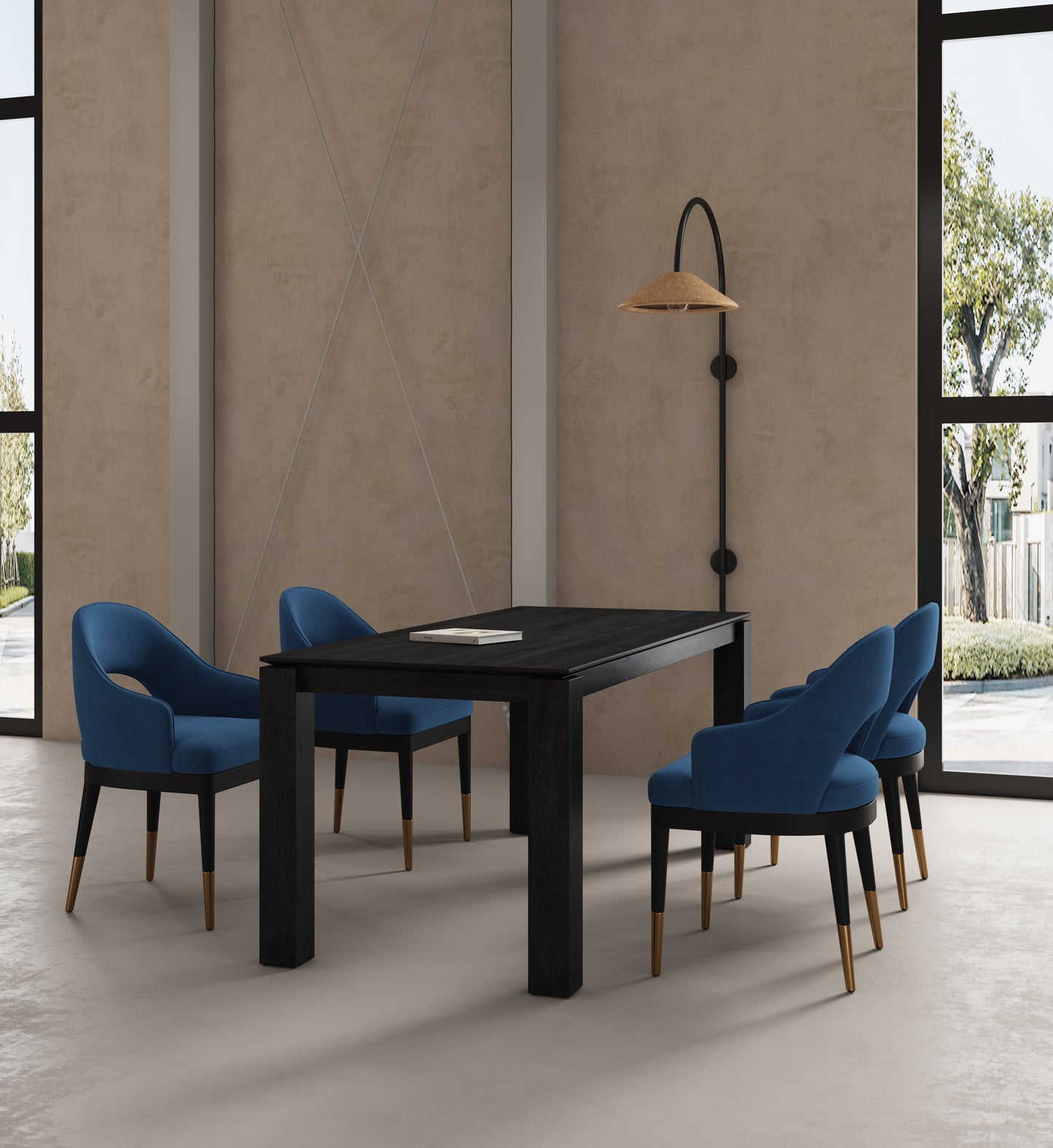 Carrington and Rockaway Modern Industry Chic 5-Piece Dining Set in Midnight Blue and Black 4-DT02DC089AR-BKBL
