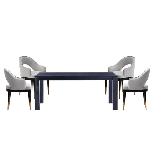 Carrington and Rockaway Modern Industry Chic 5-Piece Dining Set in Light Gray and Black 4-DT02DC089AR-BKLG