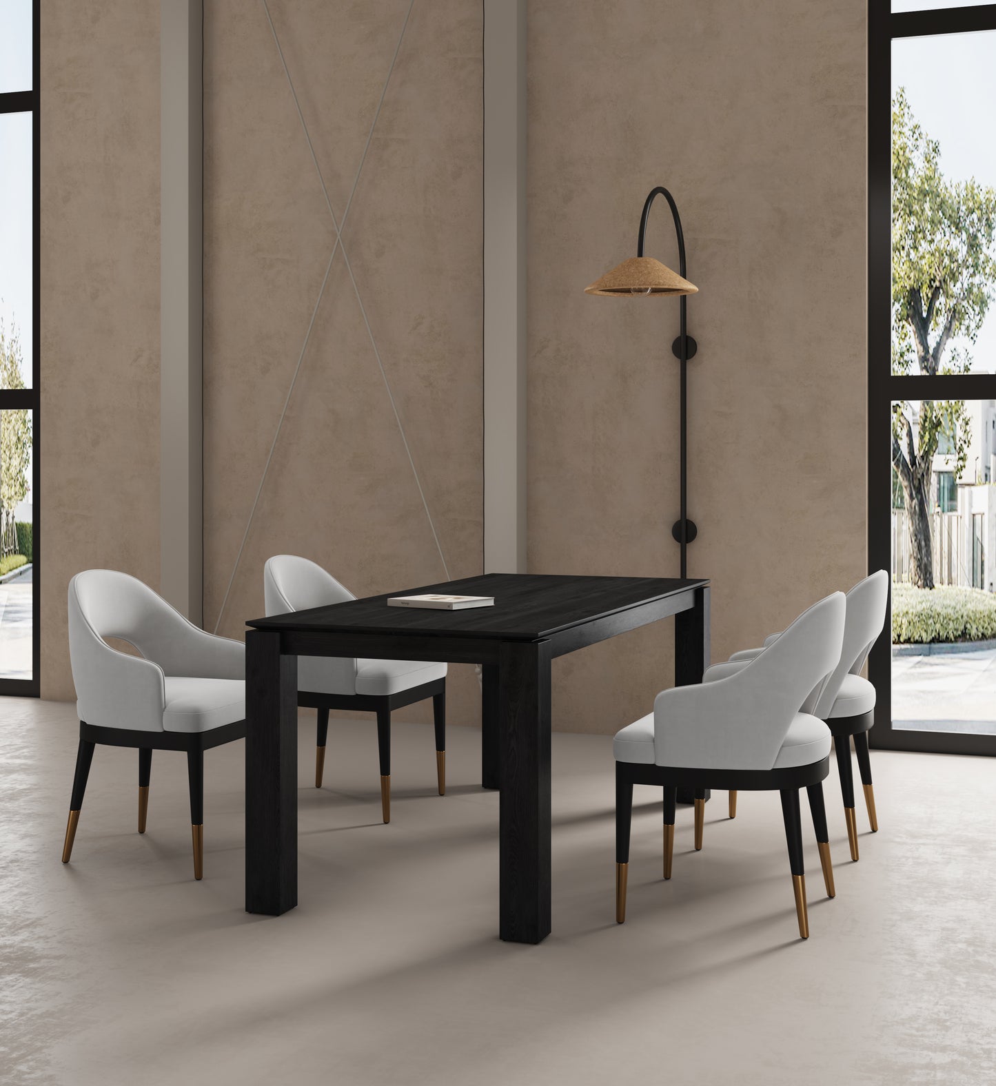 Carrington and Rockaway Modern Industry Chic 5-Piece Dining Set in Light Gray and Black 4-DT02DC089AR-BKLG