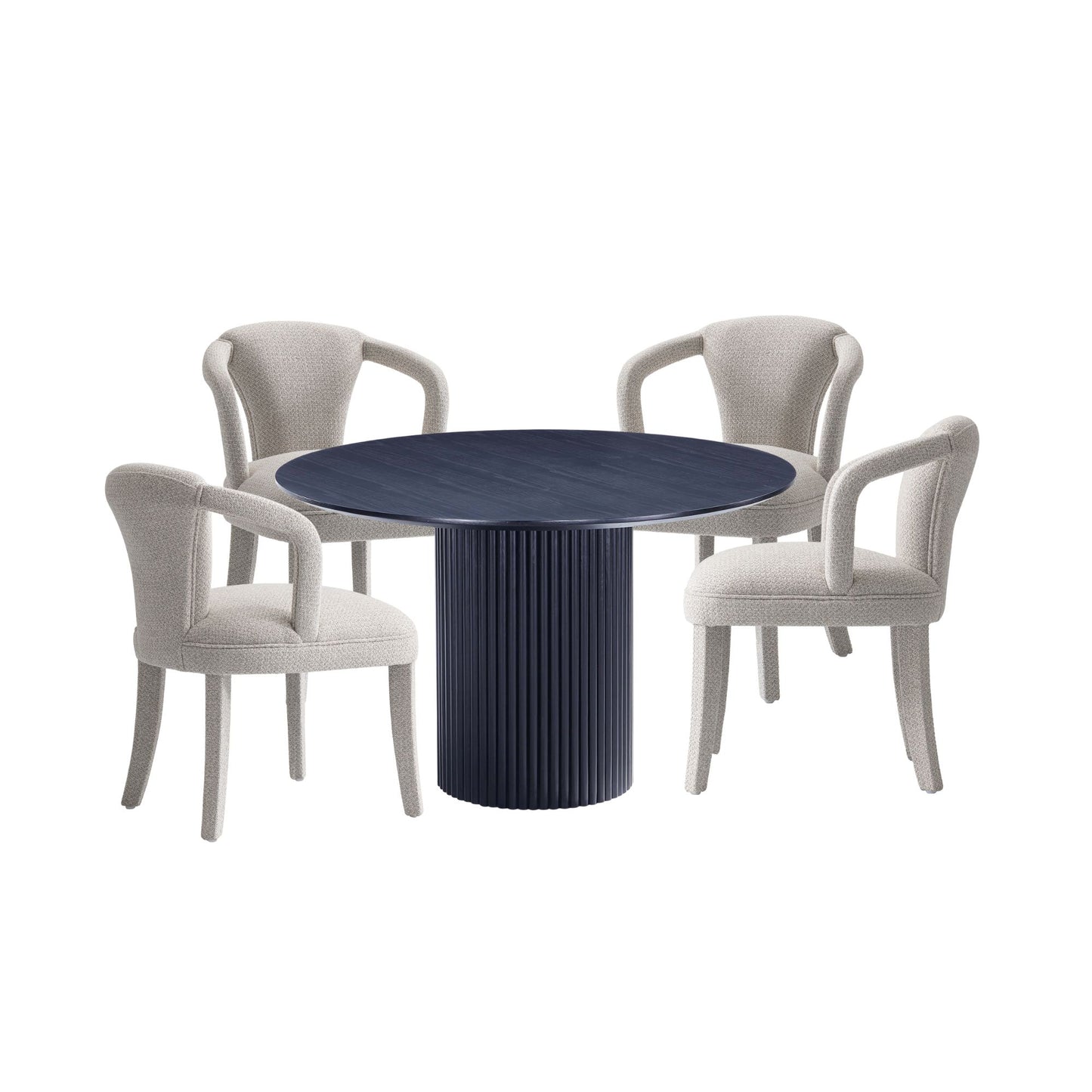 Manhattan Comfort 5-Piece Hathaway Modern 47.24 Solid Wood Round Dining Set with Upholstered Dining Chairs