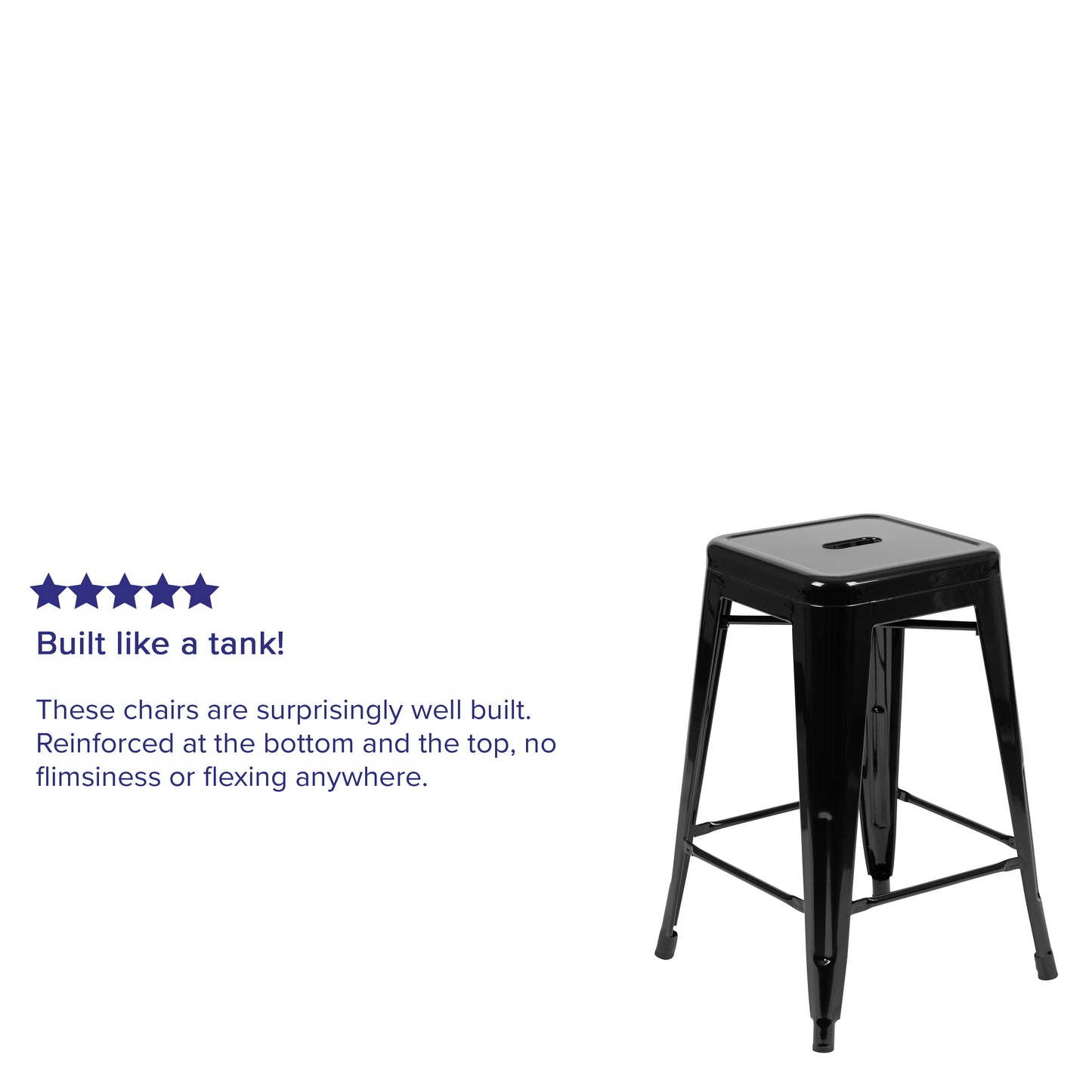 Cierra 24" High Metal Counter-Height, Indoor Bar Stool in Black - Stackable Set of 4 Black