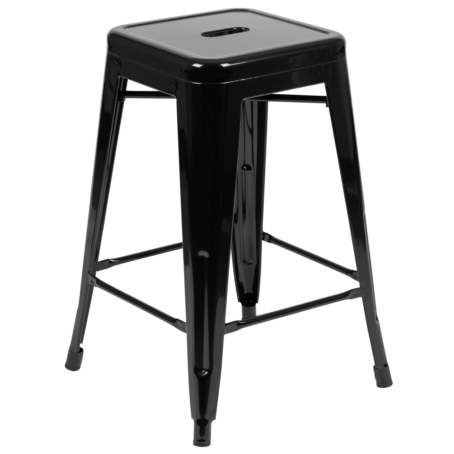 Cierra 24" High Metal Counter-Height, Indoor Bar Stool in Black - Stackable Set of 4 Black