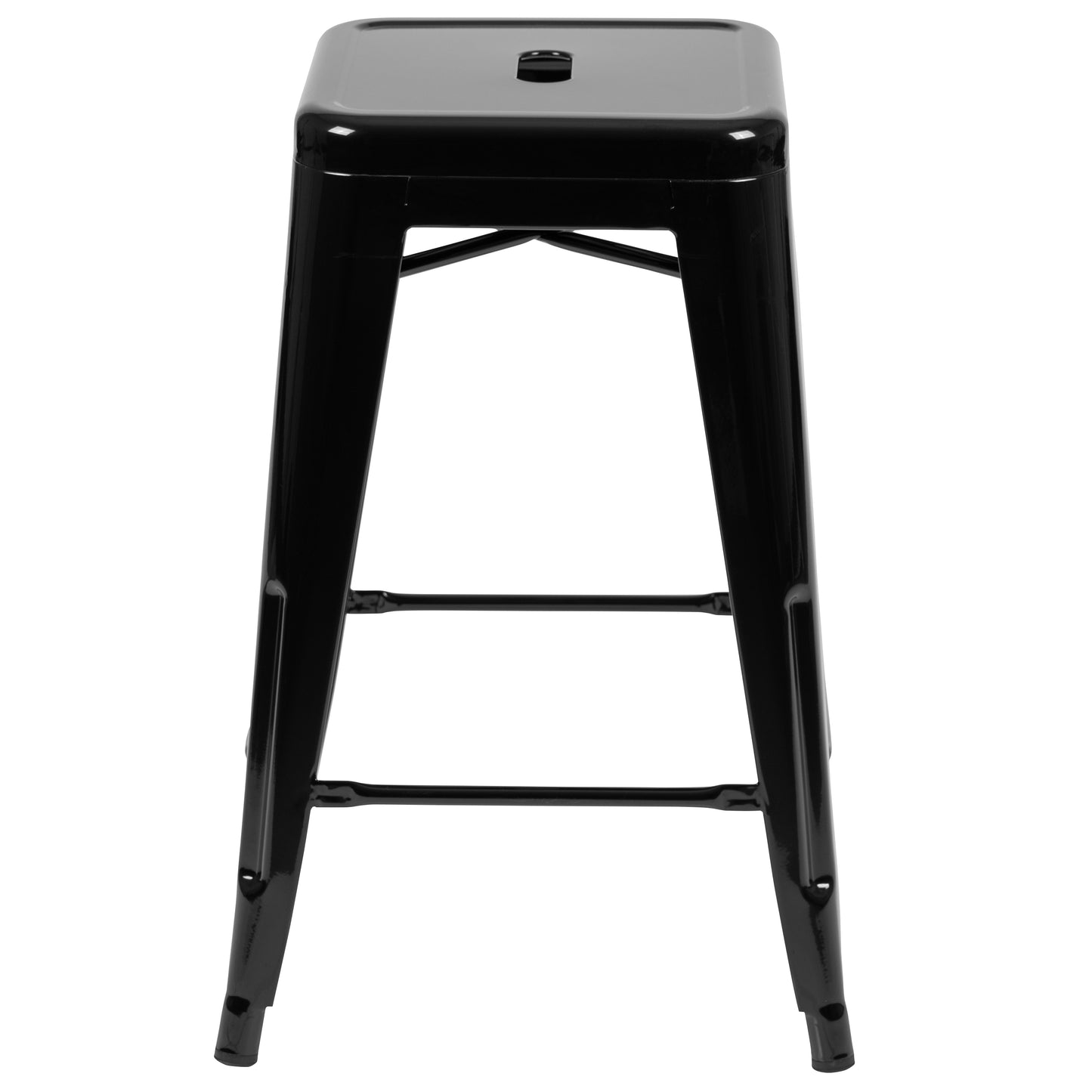 Cierra 24" High Metal Counter-Height, Indoor Bar Stool in Black - Stackable Set of 4 Black