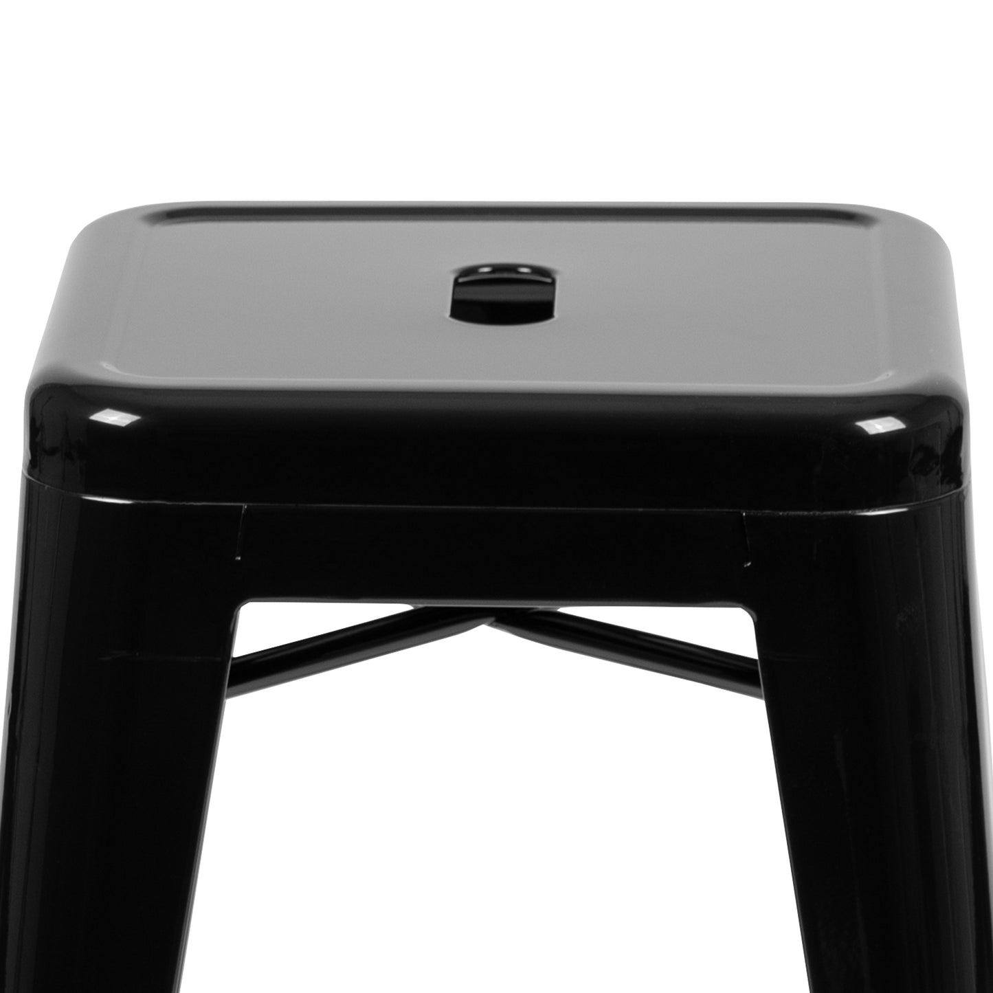 Cierra 24" High Metal Counter-Height, Indoor Bar Stool in Black - Stackable Set of 4 Black