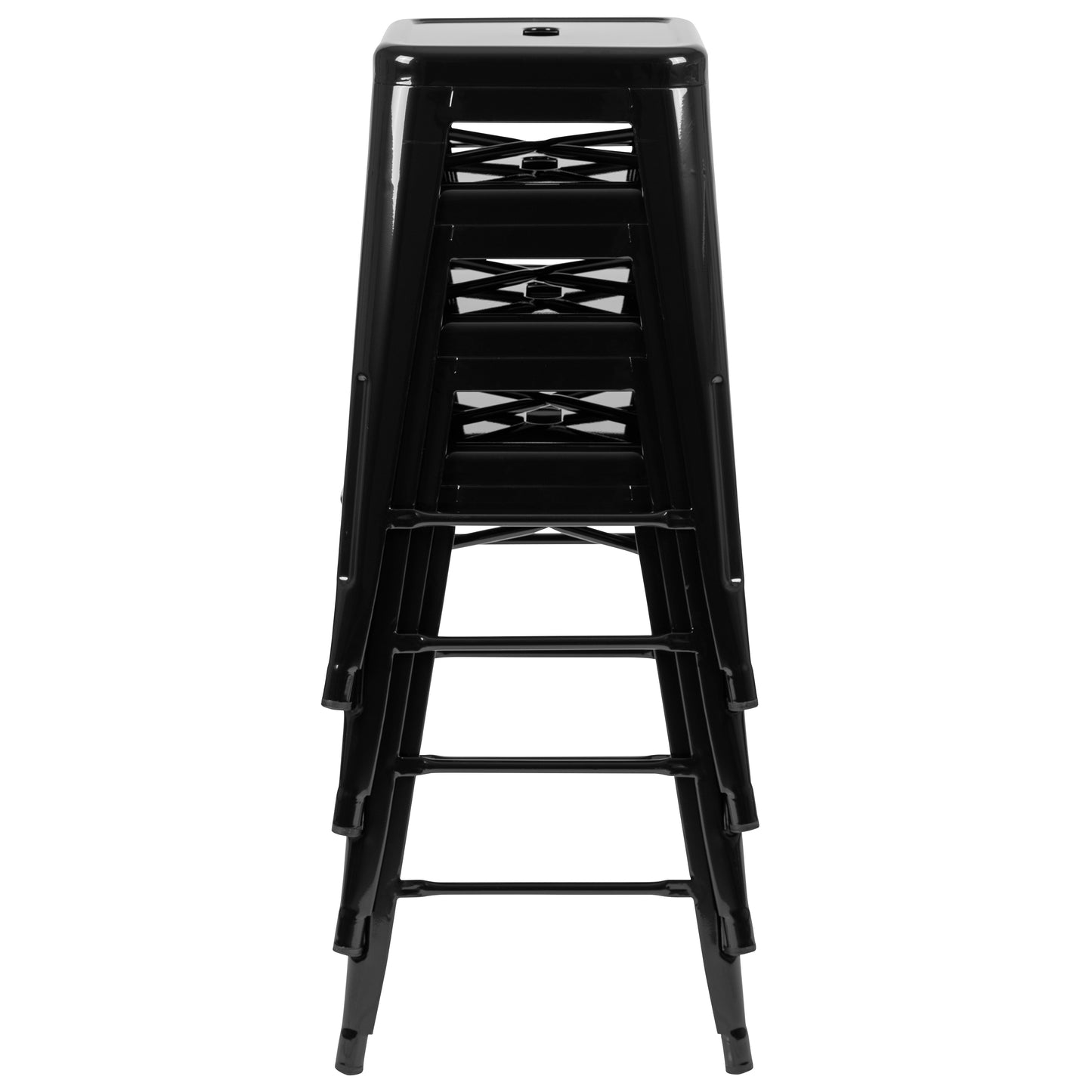 Cierra 24" High Metal Counter-Height, Indoor Bar Stool in Black - Stackable Set of 4 Black