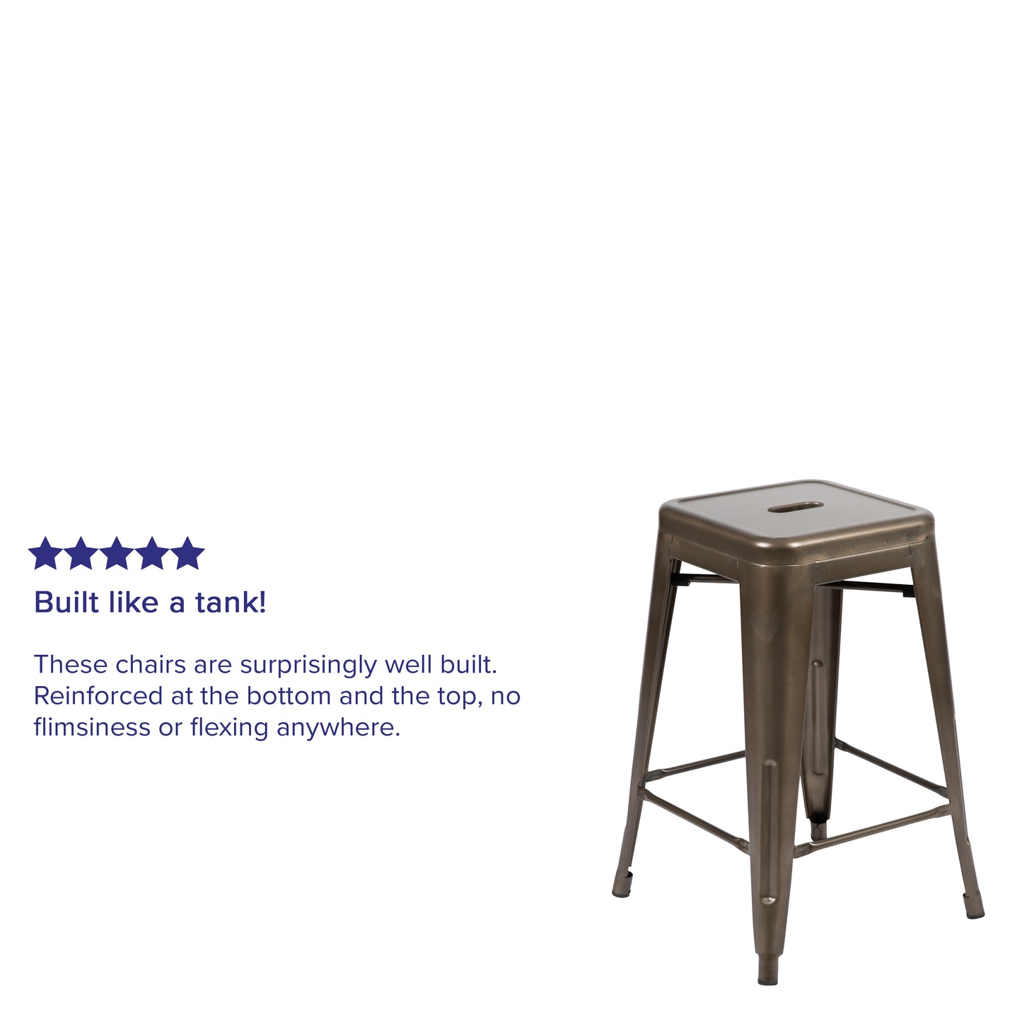 Cierra 24" High Metal Counter-Height, Indoor Bar Stool in Gun Metal Gray - Stackable Set of 4 Gun Metal
