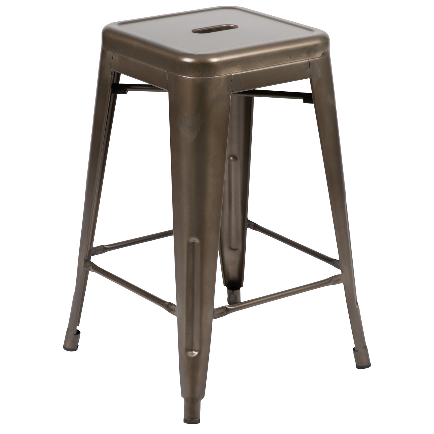 Cierra 24" High Metal Counter-Height, Indoor Bar Stool in Gun Metal Gray - Stackable Set of 4 Gun Metal