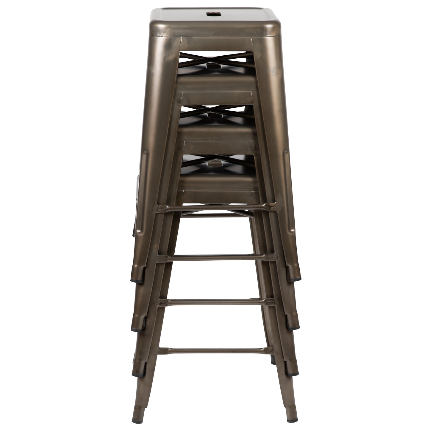 Cierra 24" High Metal Counter-Height, Indoor Bar Stool in Gun Metal Gray - Stackable Set of 4 Gun Metal