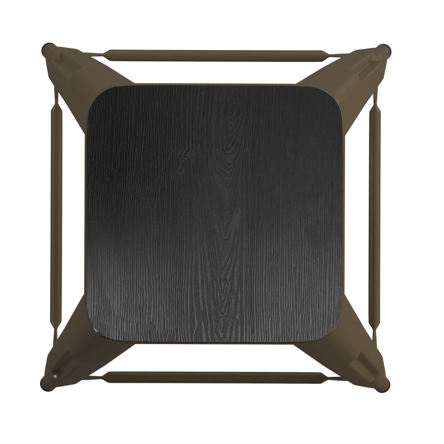 Cierra Set of 4 Commercial Grade 24" High Backless Gunmetal Metal Indoor Counter Height Stools with Black All-Weather Poly Resin Seats Black Resin Wood Seat/Gun Metal Frame