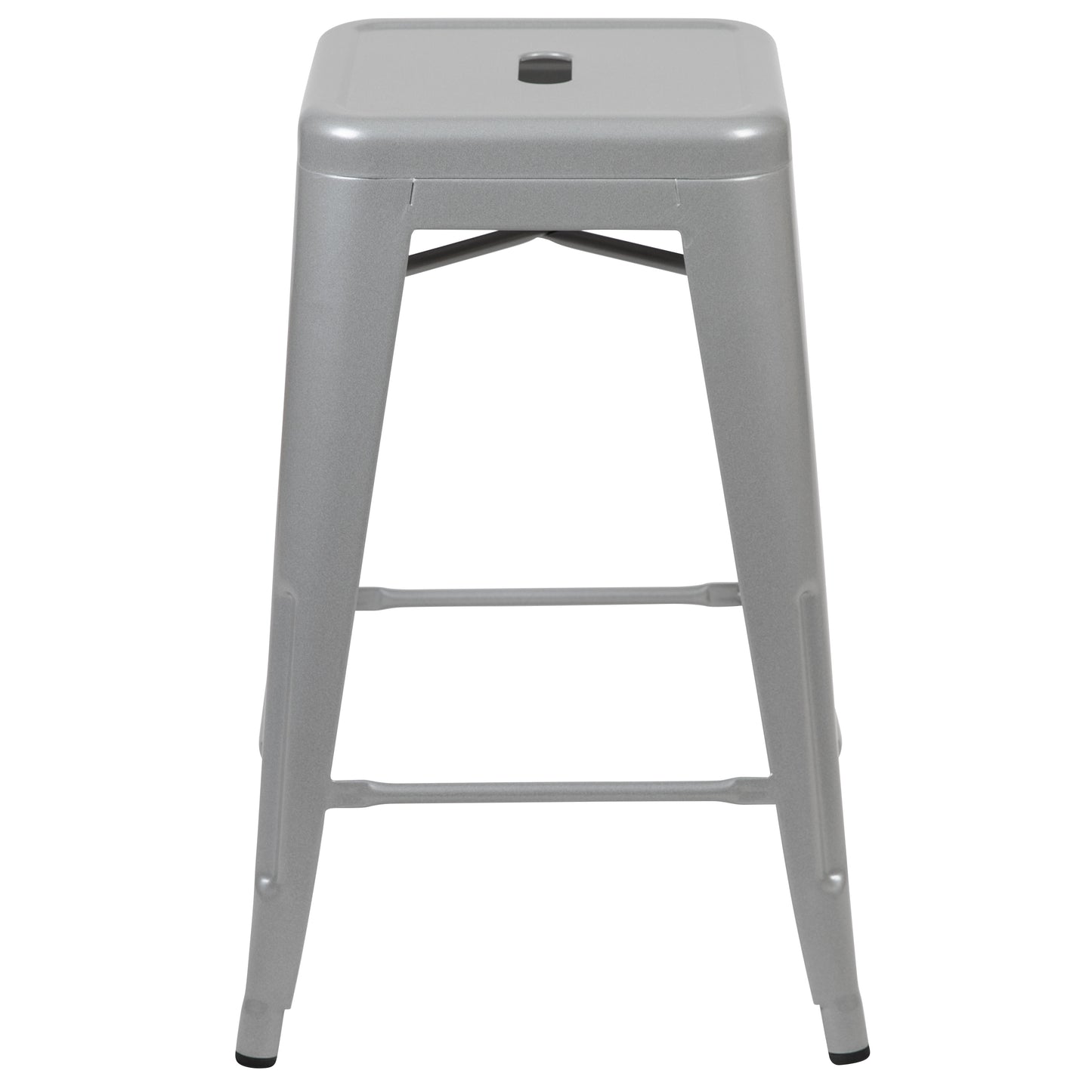Cierra 24" High Metal Counter-Height, Indoor Bar Stool in Silver - Stackable Set of 4 Silver