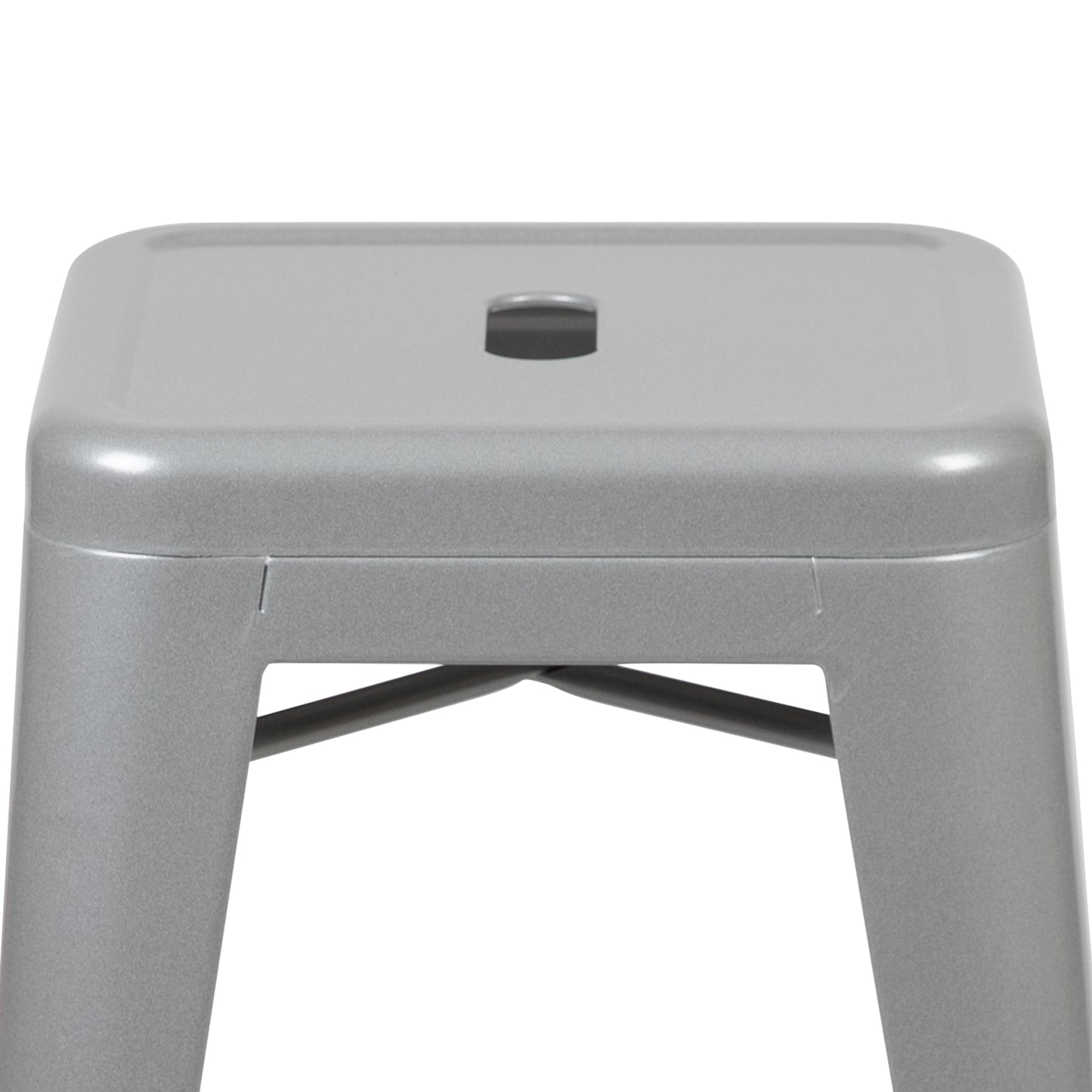 Cierra 24" High Metal Counter-Height, Indoor Bar Stool in Silver - Stackable Set of 4 Silver