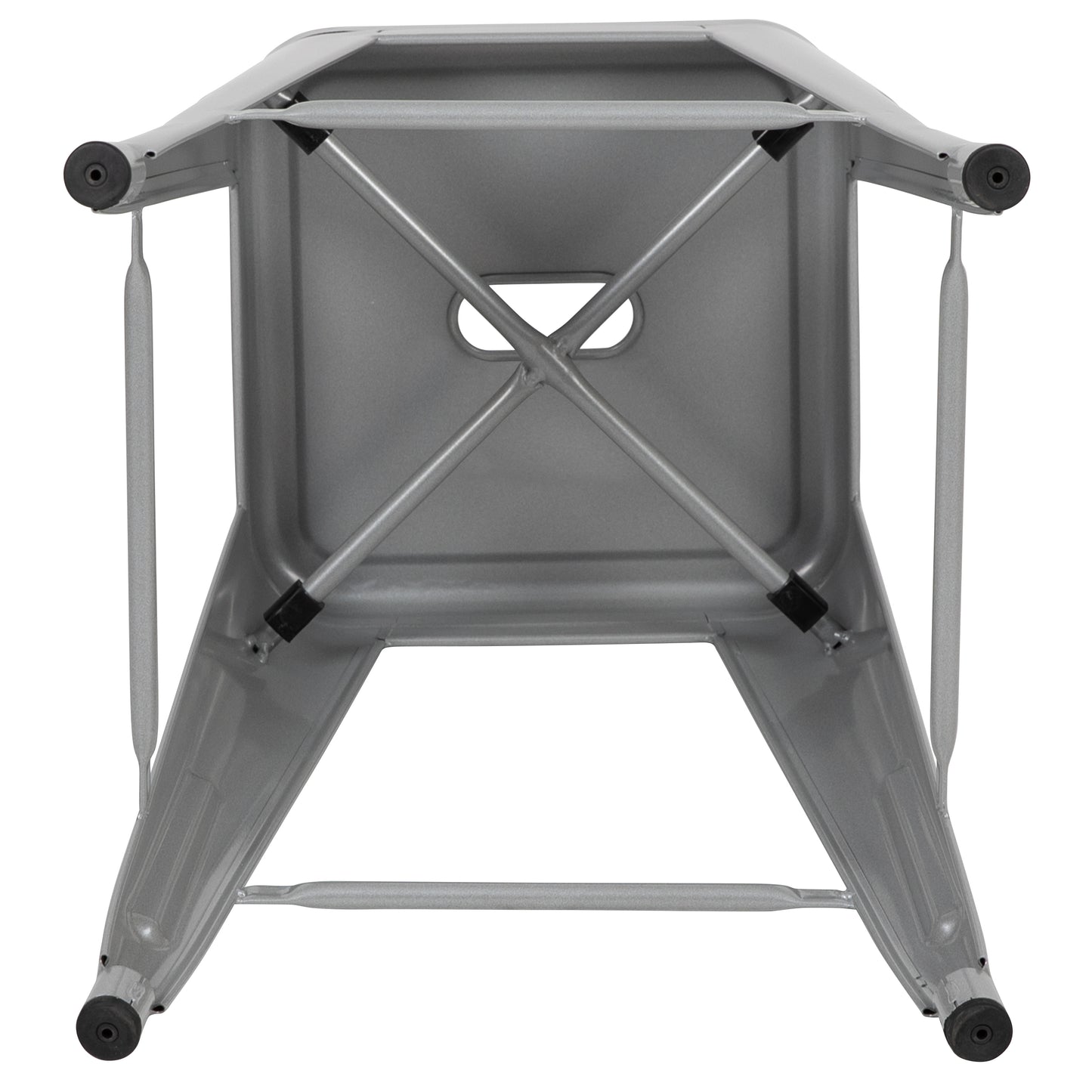 Cierra 24" High Metal Counter-Height, Indoor Bar Stool in Silver - Stackable Set of 4 Silver