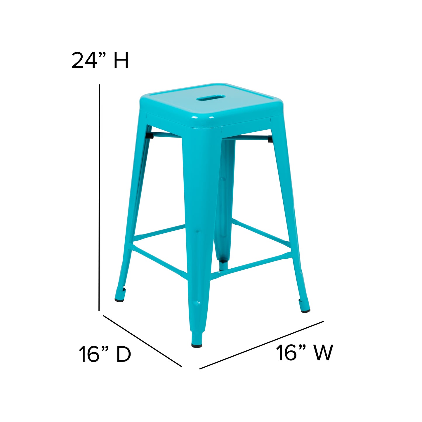 Cierra 24" High Metal Counter-Height, Indoor Bar Stool in Teal - Stackable Set of 4 Teal