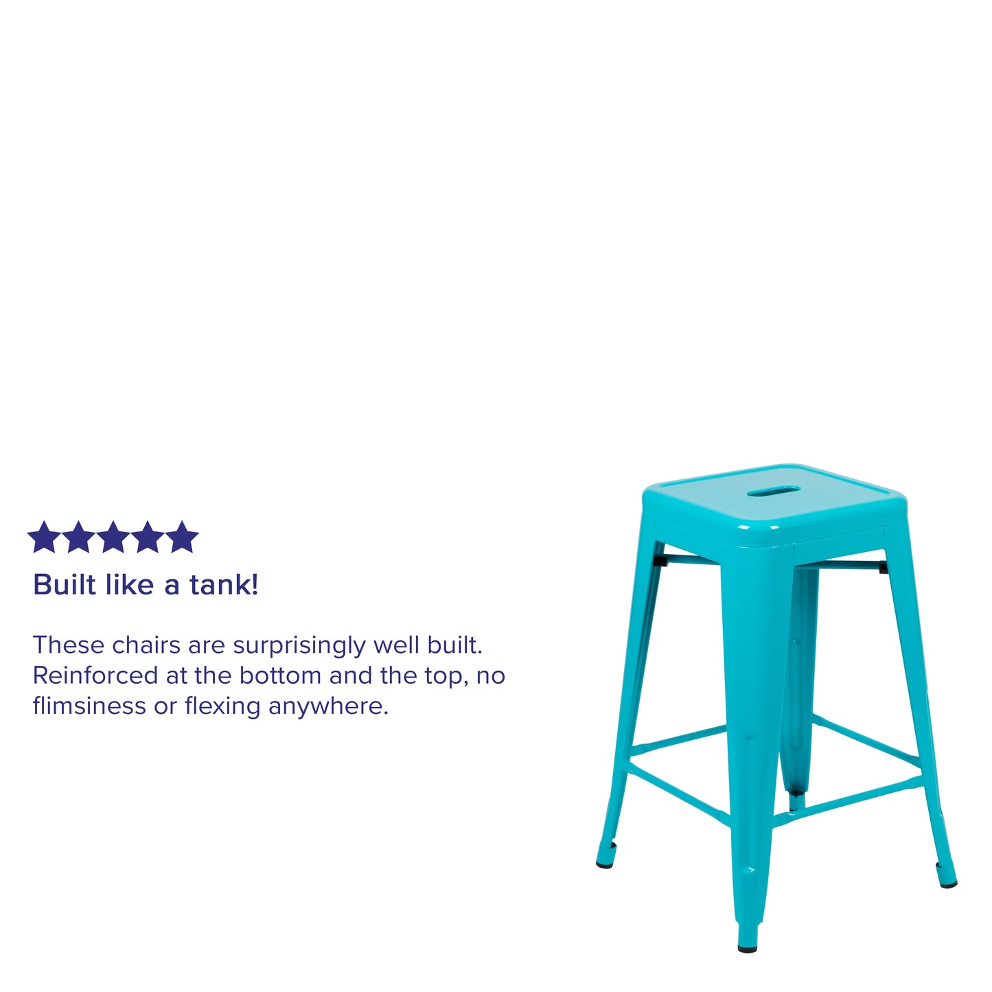 Cierra 24" High Metal Counter-Height, Indoor Bar Stool in Teal - Stackable Set of 4 Teal