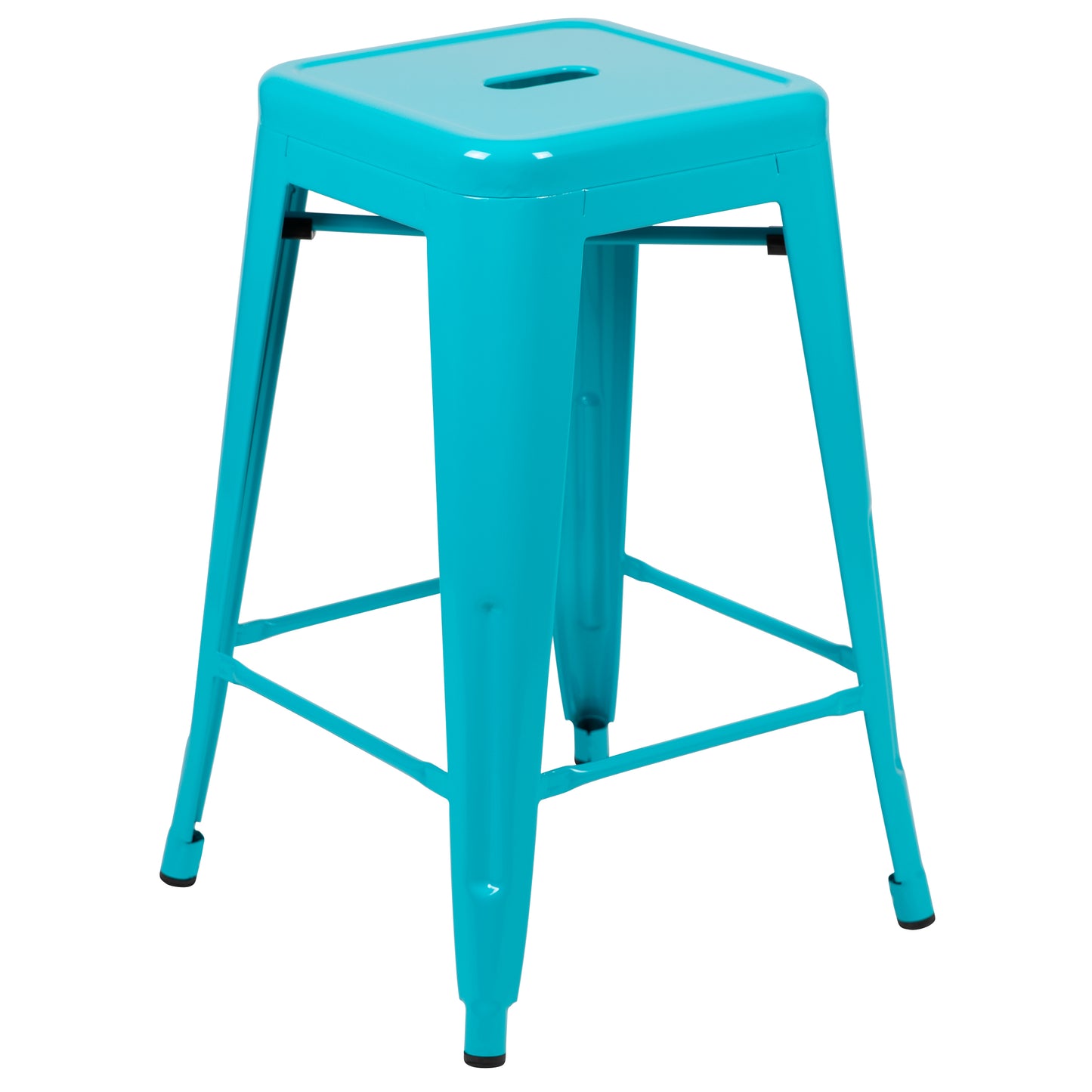 Cierra 24" High Metal Counter-Height, Indoor Bar Stool in Teal - Stackable Set of 4 Teal