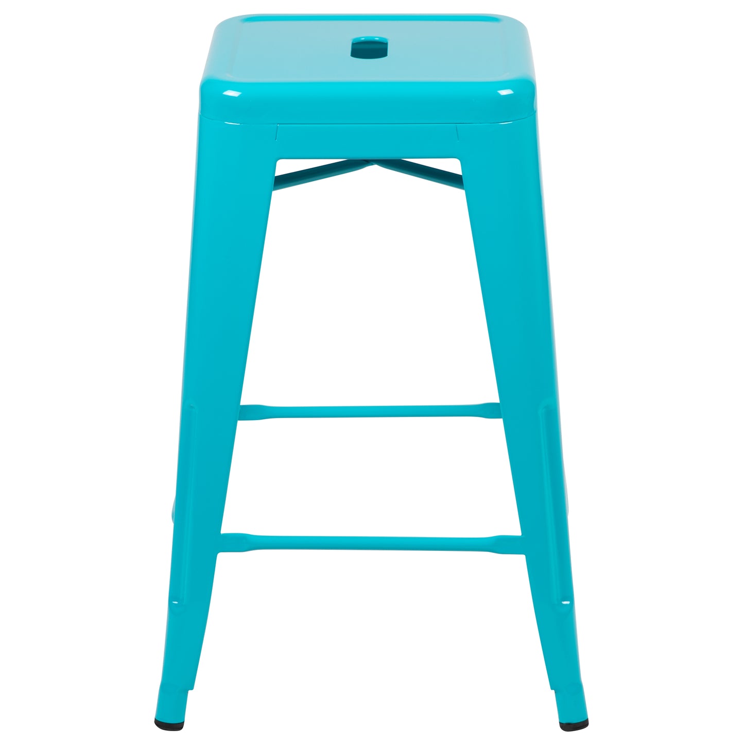 Cierra 24" High Metal Counter-Height, Indoor Bar Stool in Teal - Stackable Set of 4 Teal