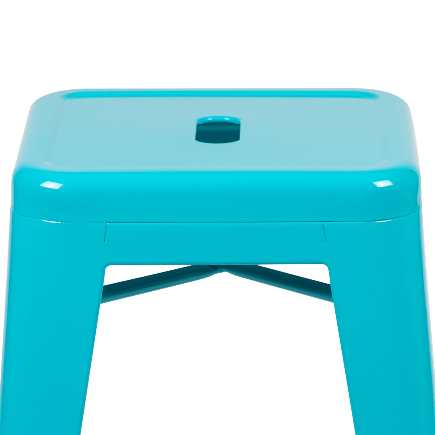 Cierra 24" High Metal Counter-Height, Indoor Bar Stool in Teal - Stackable Set of 4 Teal