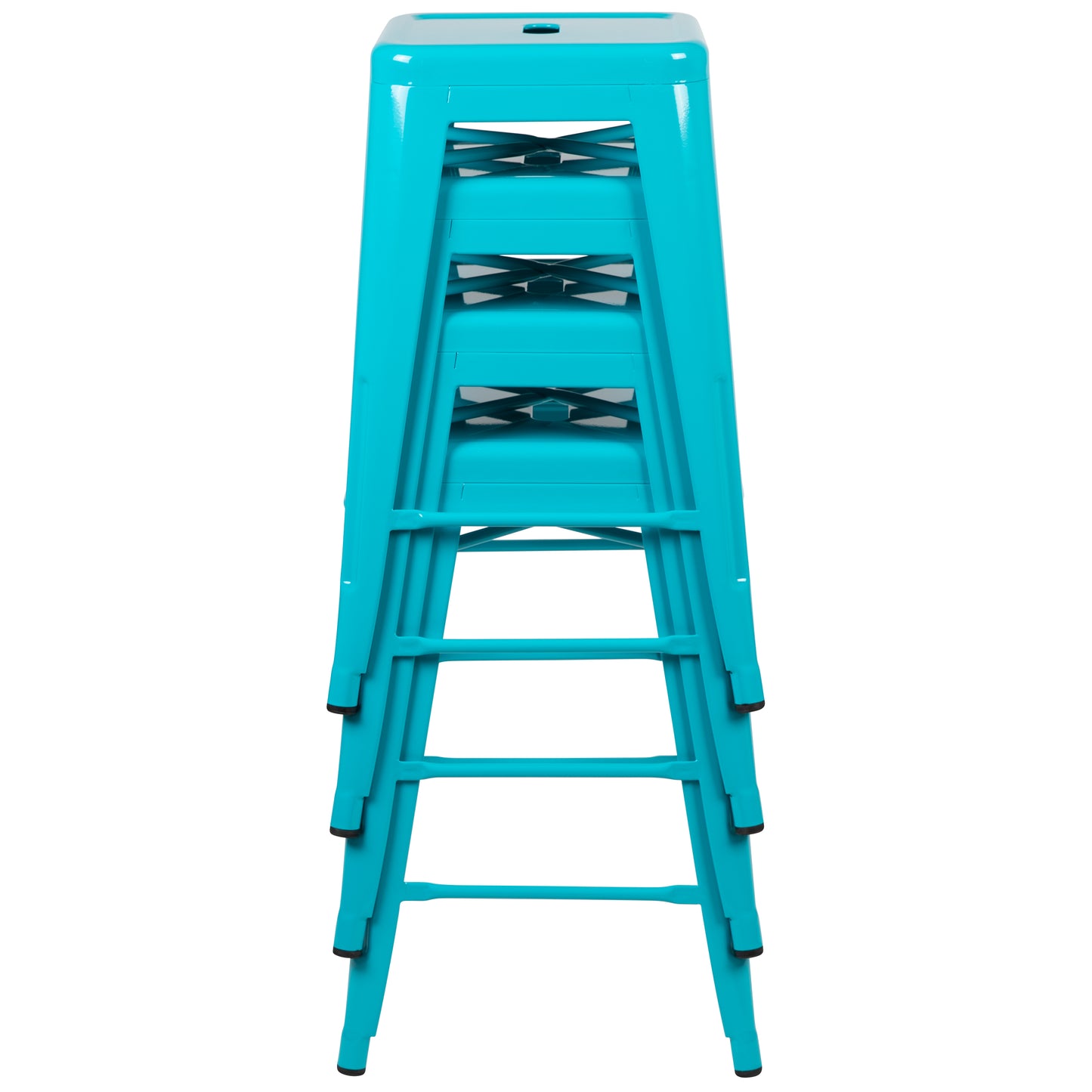 Cierra 24" High Metal Counter-Height, Indoor Bar Stool in Teal - Stackable Set of 4 Teal