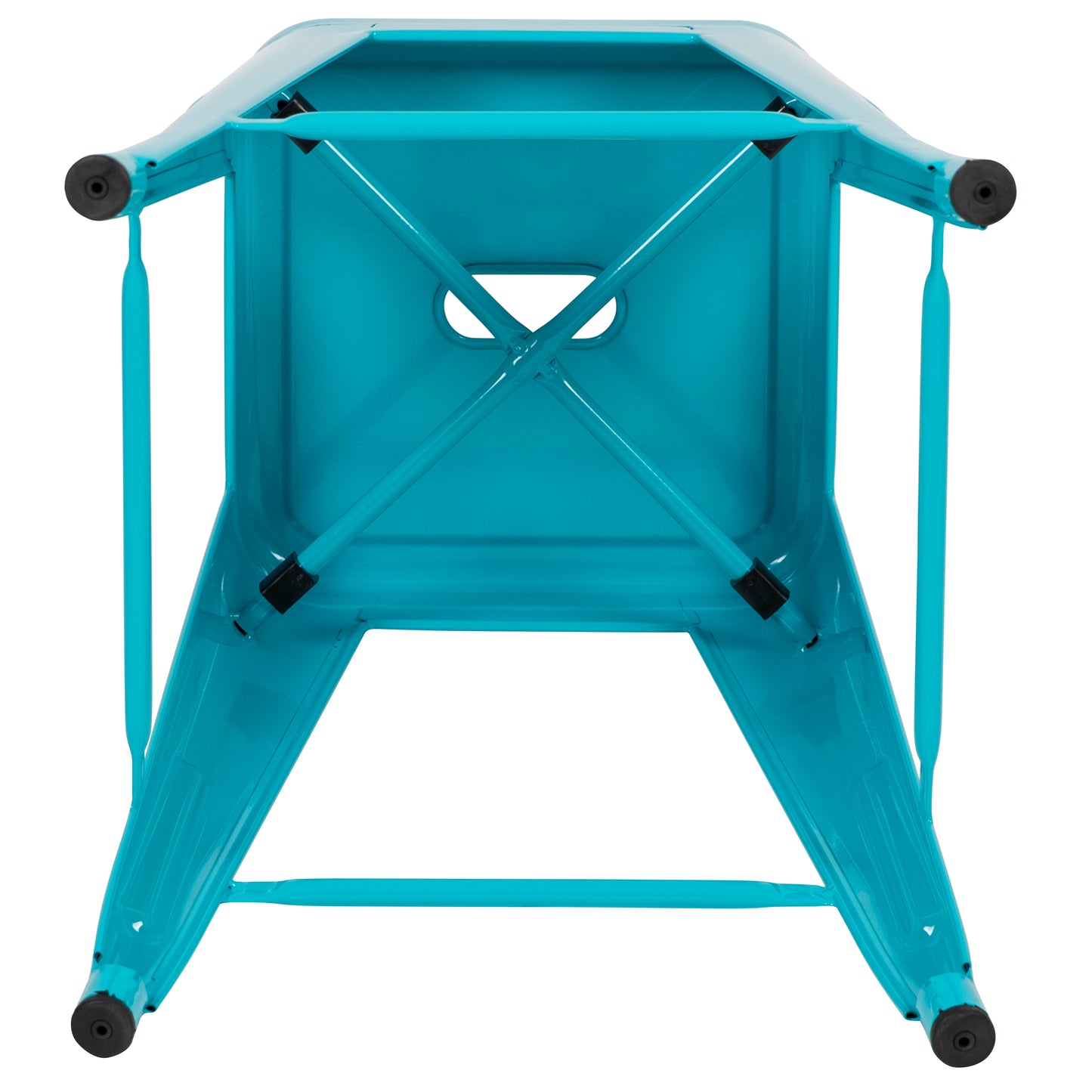 Cierra 24" High Metal Counter-Height, Indoor Bar Stool in Teal - Stackable Set of 4 Teal