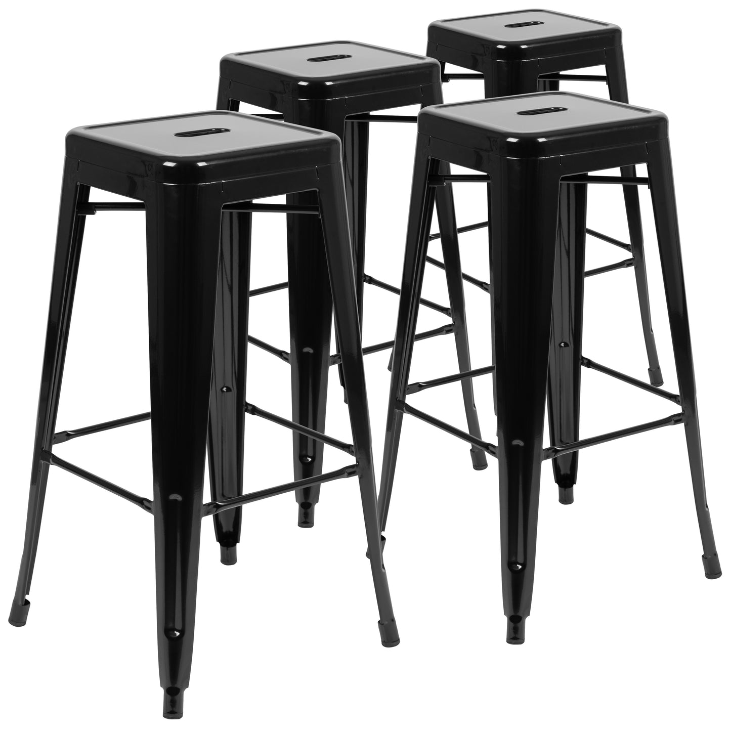 Cierra 30" High Metal Indoor Bar Stool in Black - Stackable Set of 4 Black