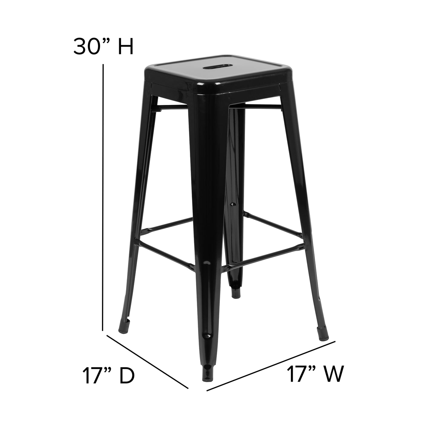 Cierra 30" High Metal Indoor Bar Stool in Black - Stackable Set of 4 Black