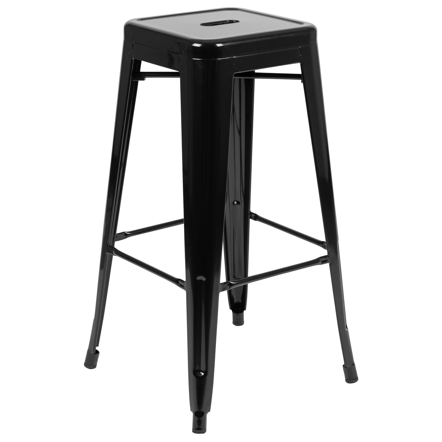 Cierra 30" High Metal Indoor Bar Stool in Black - Stackable Set of 4 Black