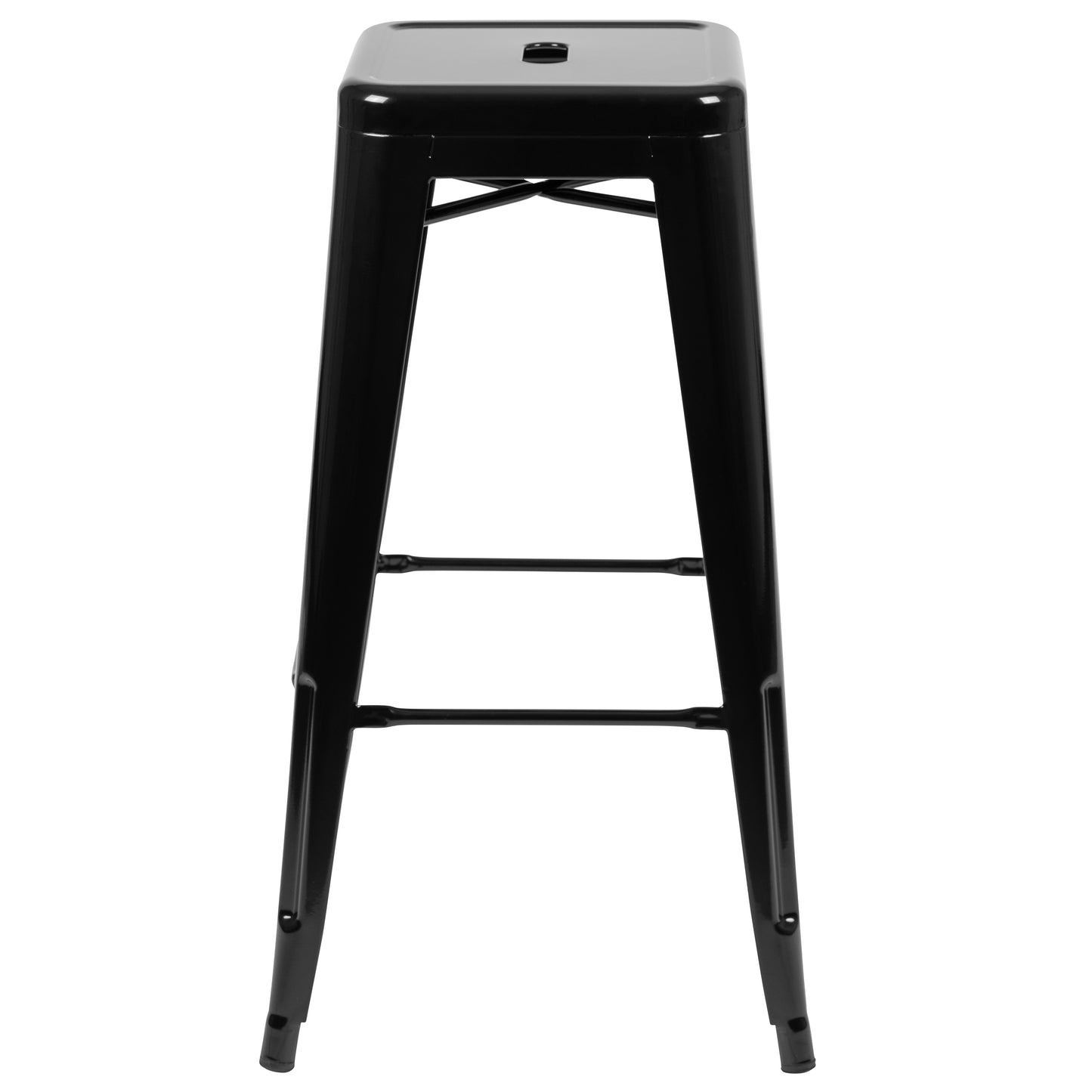 Cierra 30" High Metal Indoor Bar Stool in Black - Stackable Set of 4 Black