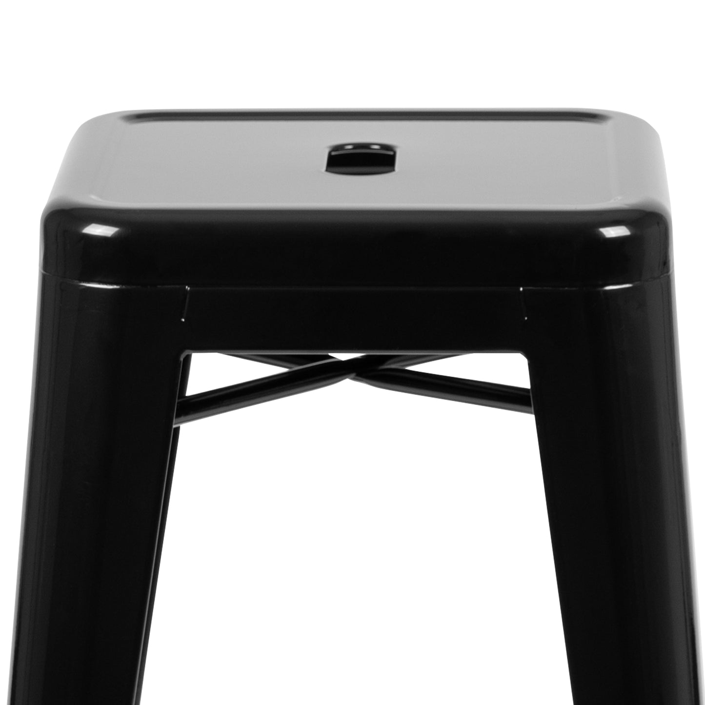 Cierra 30" High Metal Indoor Bar Stool in Black - Stackable Set of 4 Black