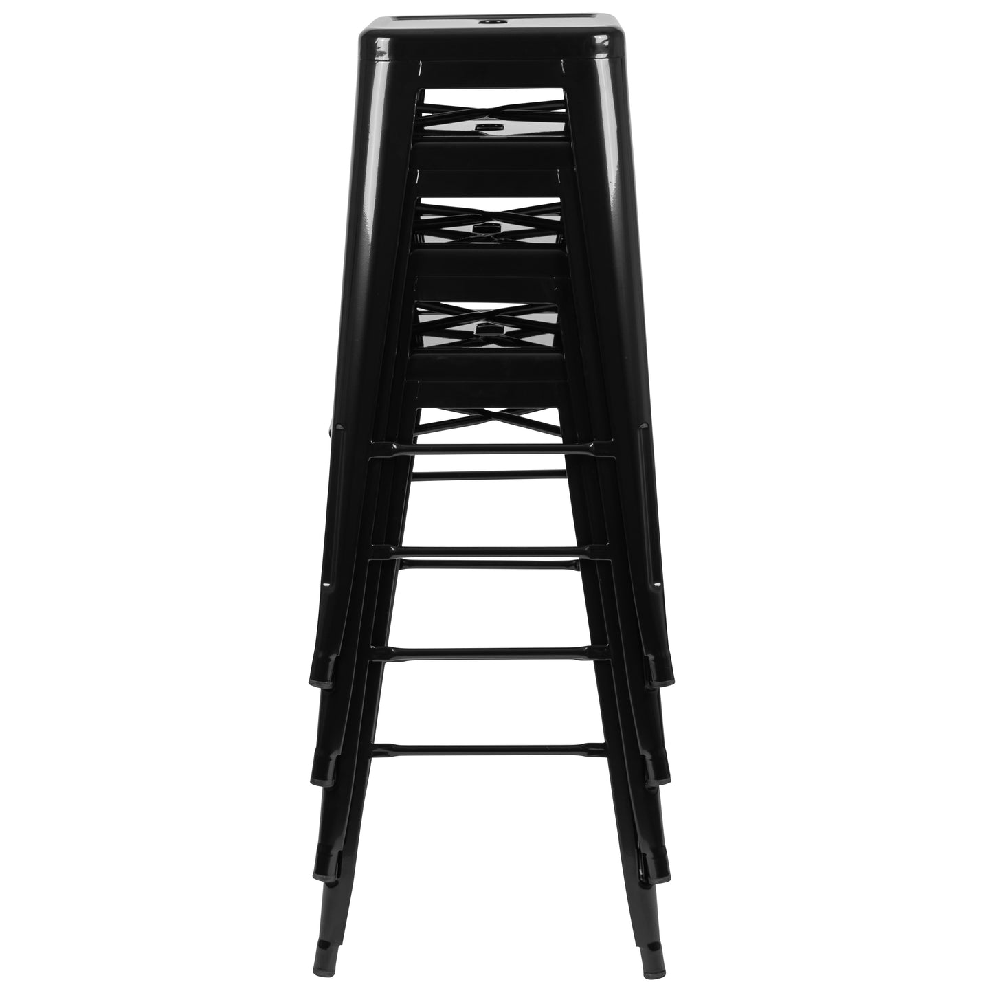Cierra 30" High Metal Indoor Bar Stool in Black - Stackable Set of 4 Black