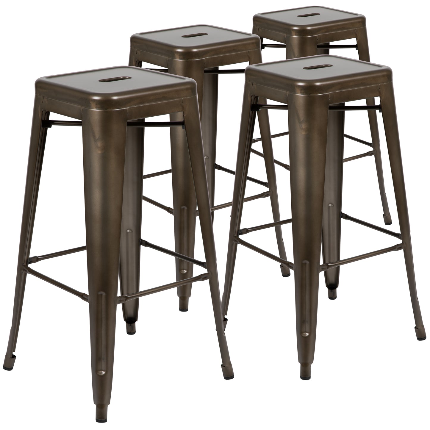 Cierra 30" High Metal Indoor Bar Stool in Gun Metal Gray - Stackable Set of 4 Gun Metal