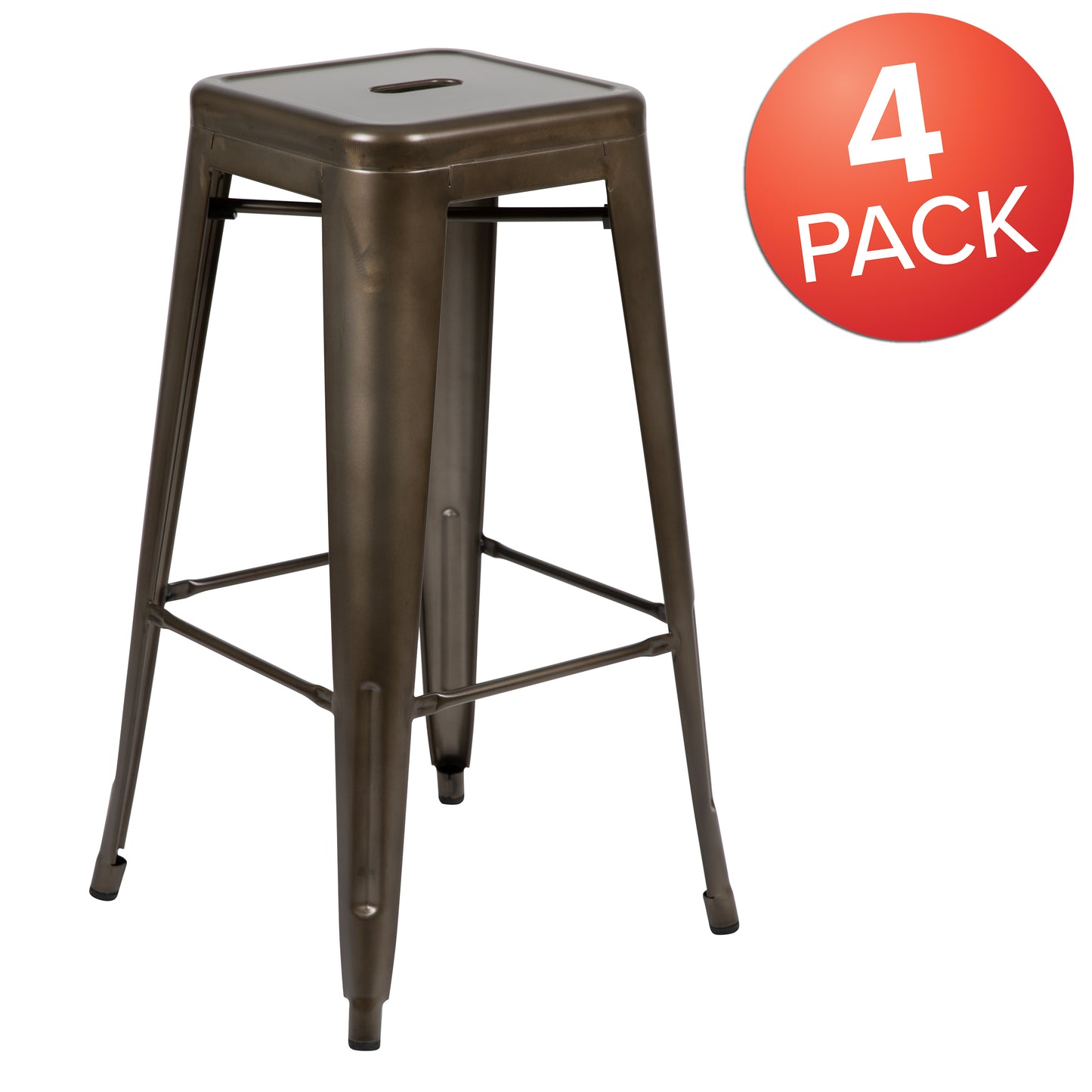 Cierra 30" High Metal Indoor Bar Stool in Gun Metal Gray - Stackable Set of 4 Gun Metal