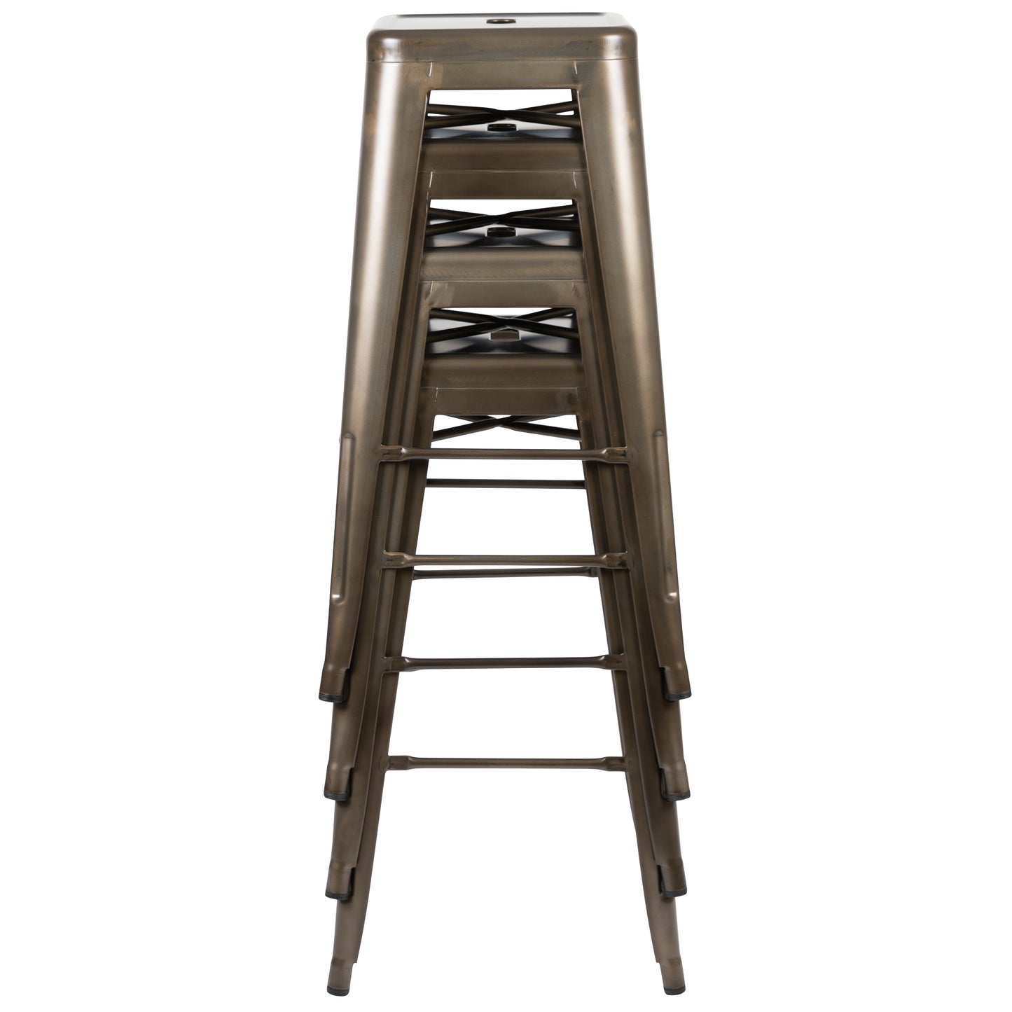 Cierra 30" High Metal Indoor Bar Stool in Gun Metal Gray - Stackable Set of 4 Gun Metal