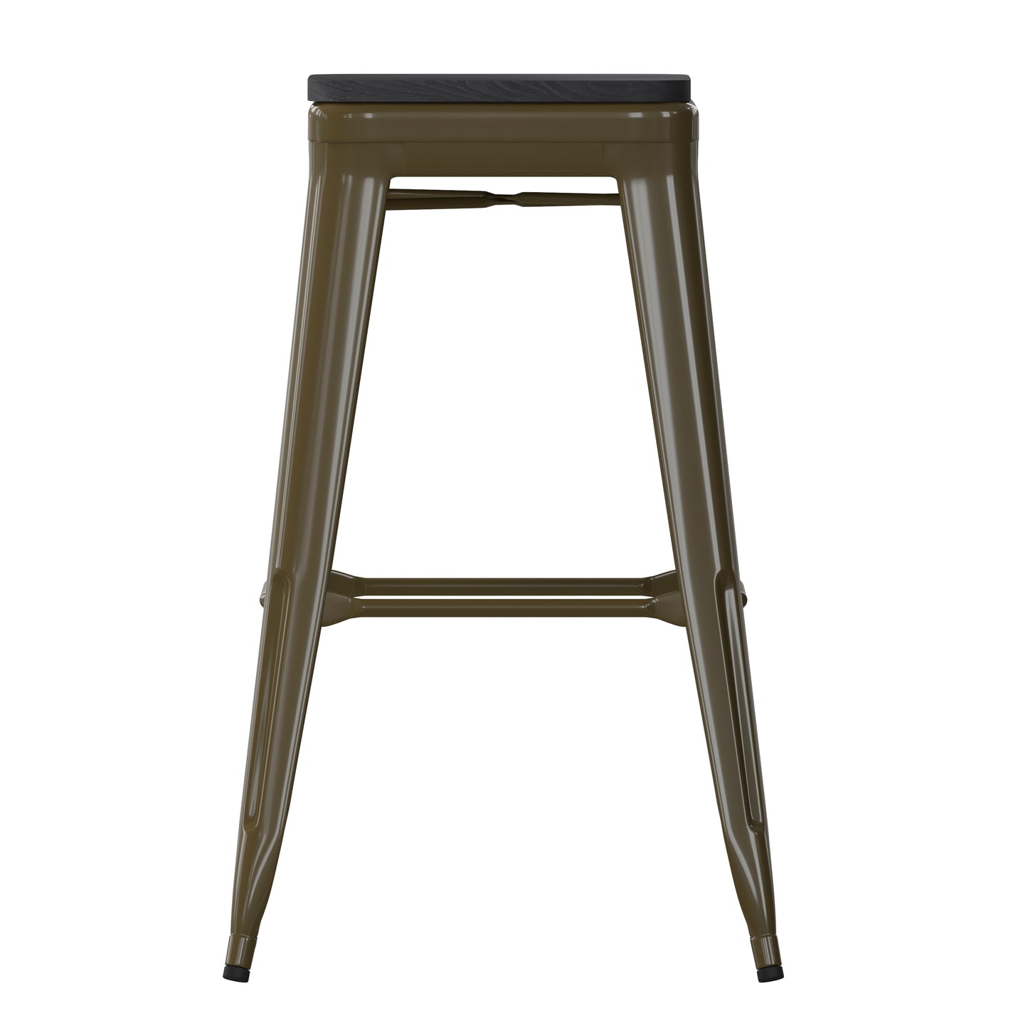 Cierra Set of 4 Commercial Grade 30" High Backless Gunmetal Metal Indoor Bar Height Stools with Black All-Weather Poly Resin Seats Black Resin Wood Seat/Gun Metal Frame