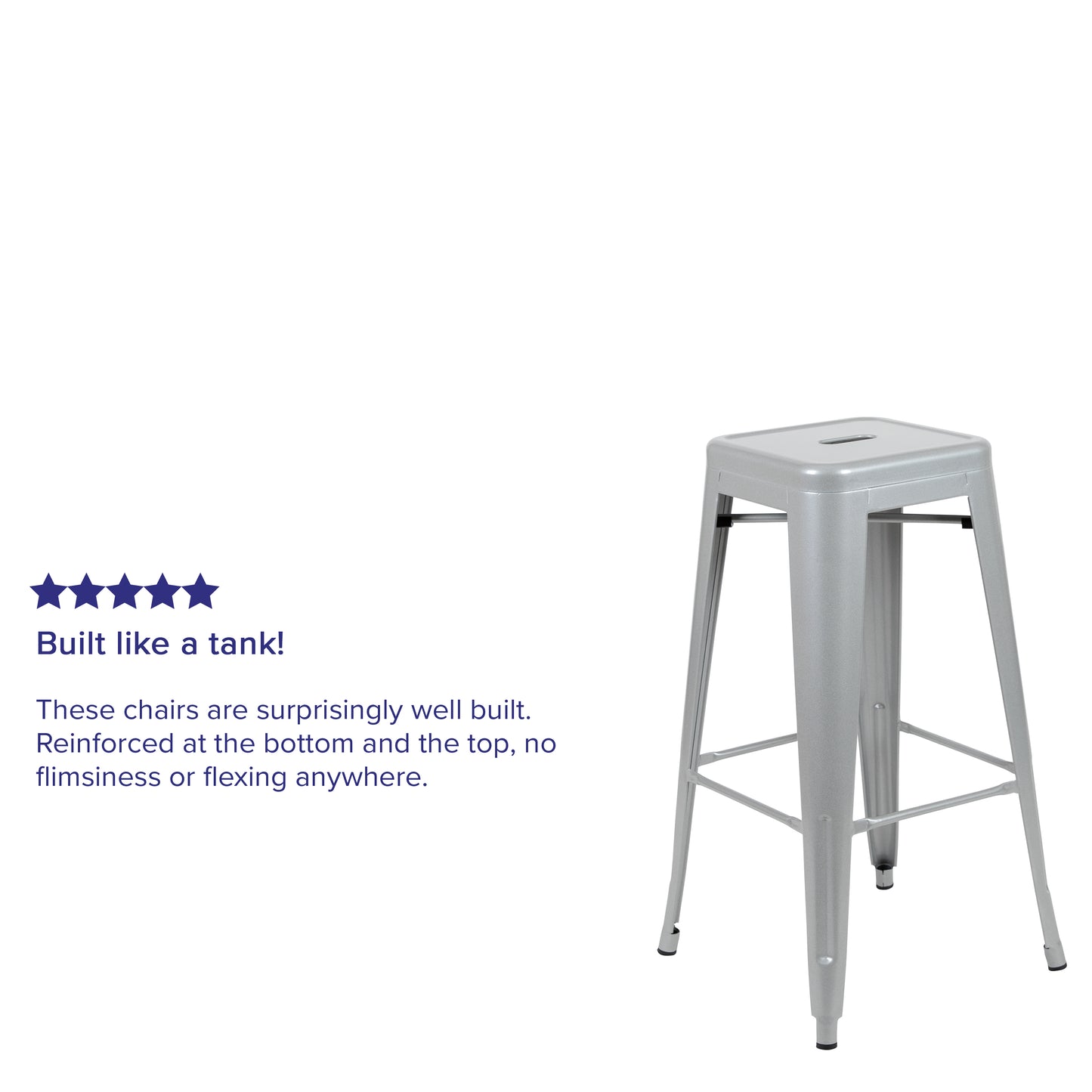 Cierra 30" High Metal Indoor Bar Stool in Silver - Stackable Set of 4 Silver 4-ET-31320-30-SV-R-GG