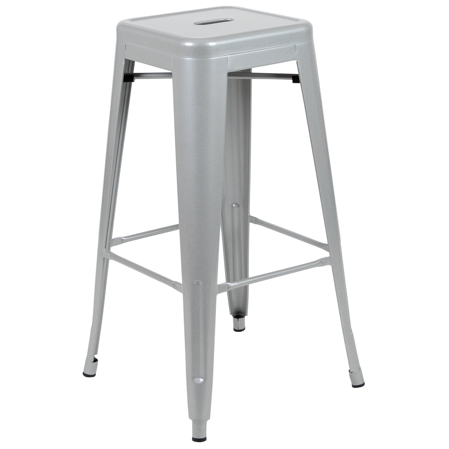 Cierra 30" High Metal Indoor Bar Stool in Silver - Stackable Set of 4 Silver 4-ET-31320-30-SV-R-GG