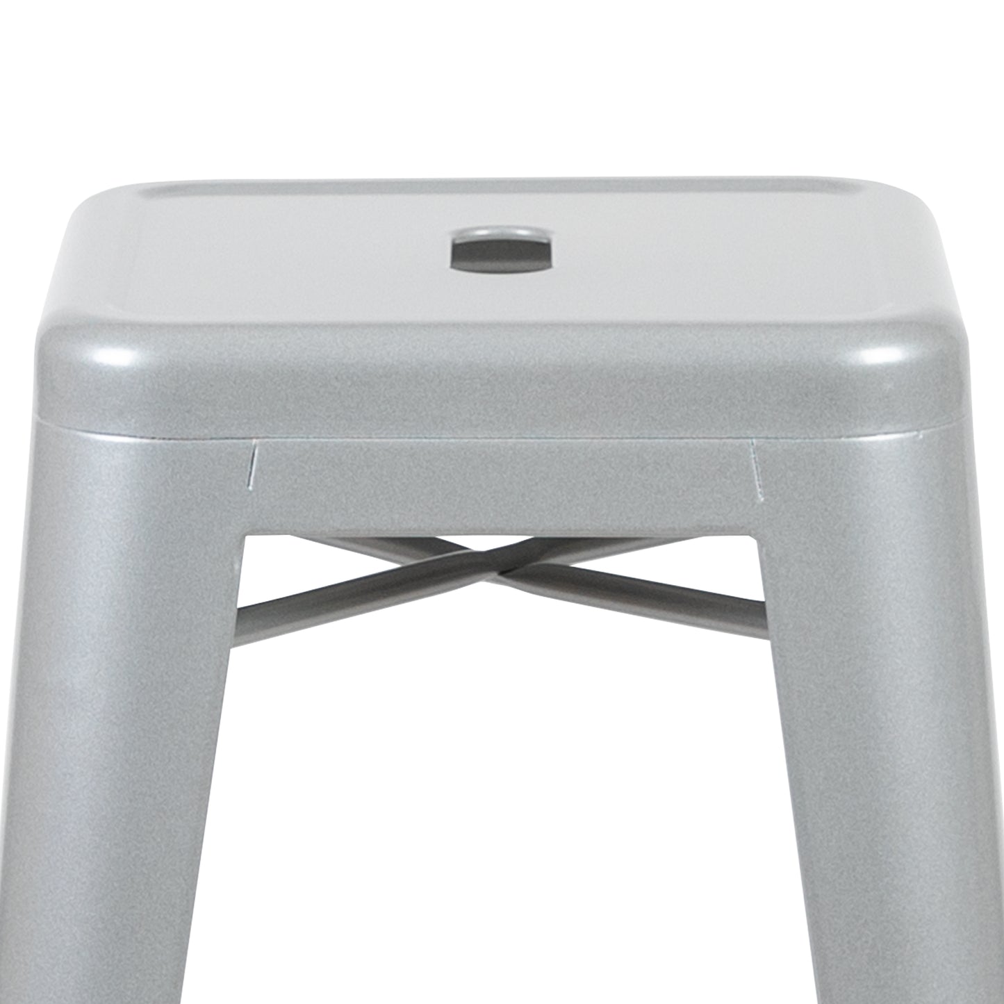 Cierra 30" High Metal Indoor Bar Stool in Silver - Stackable Set of 4 Silver 4-ET-31320-30-SV-R-GG