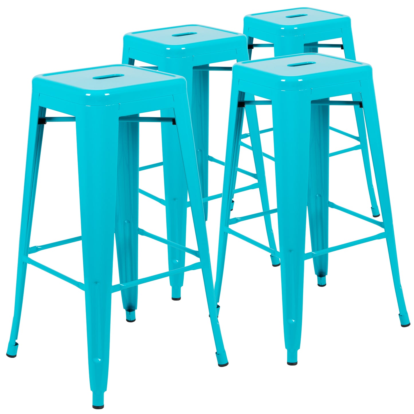 Cierra 30" High Metal Indoor Bar Stool in Teal - Stackable Set of 4 Teal