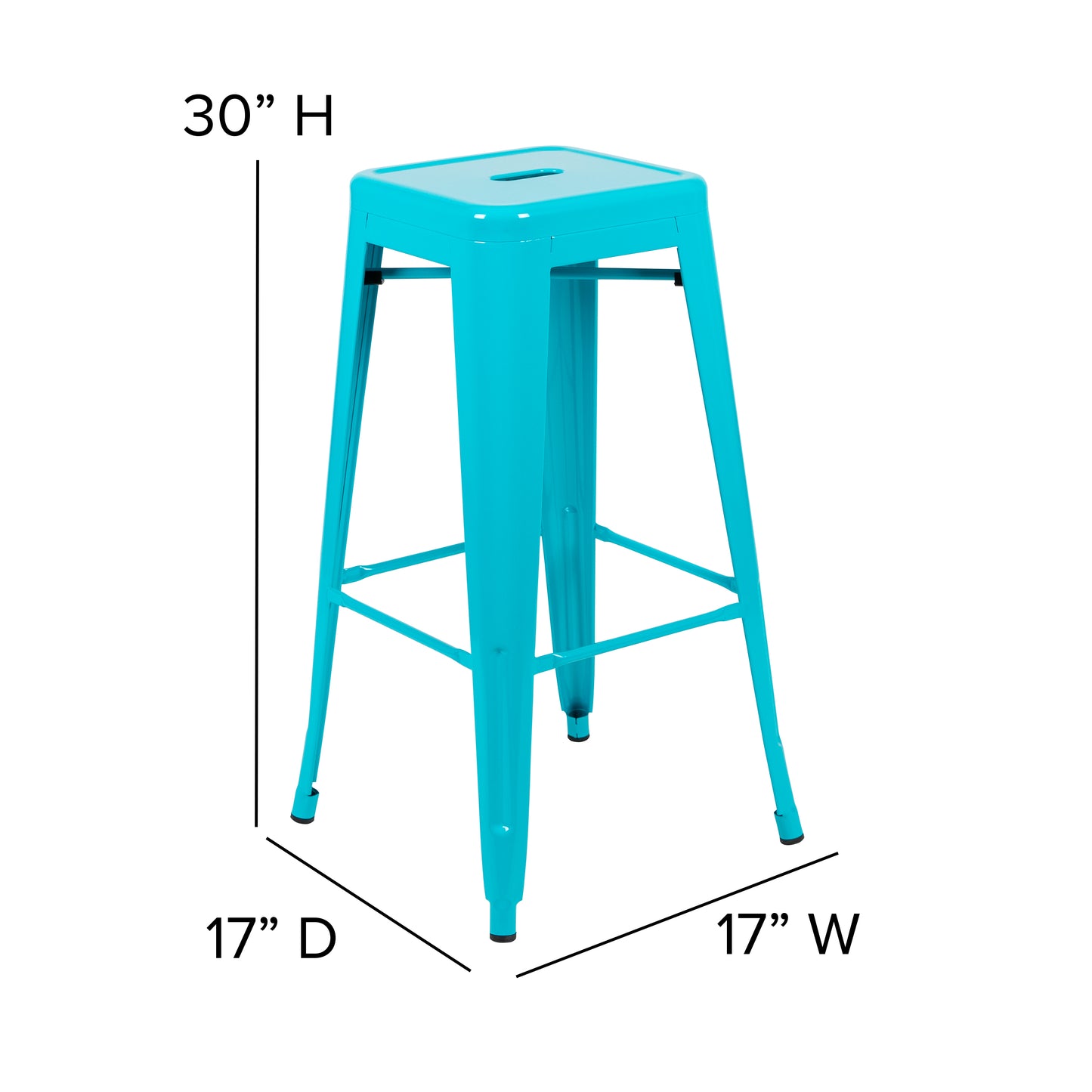 Cierra 30" High Metal Indoor Bar Stool in Teal - Stackable Set of 4 Teal