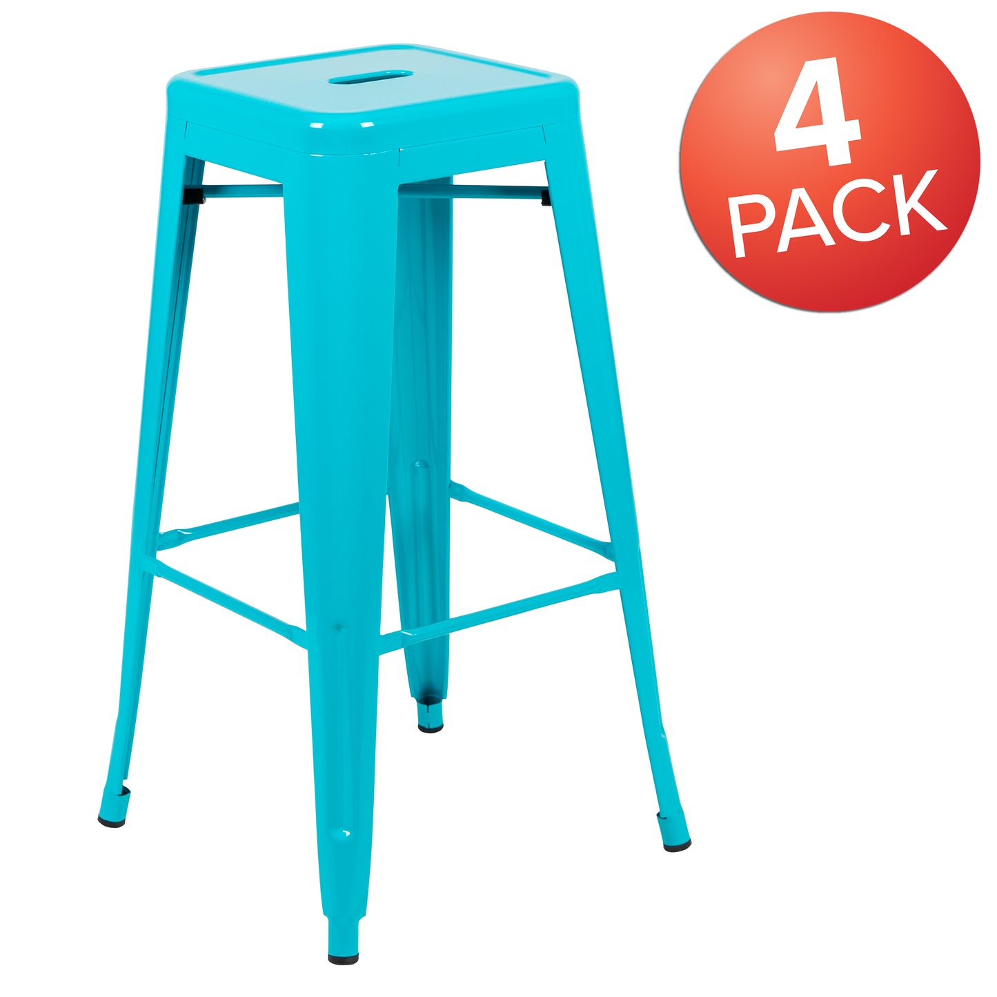 Cierra 30" High Metal Indoor Bar Stool in Teal - Stackable Set of 4 Teal