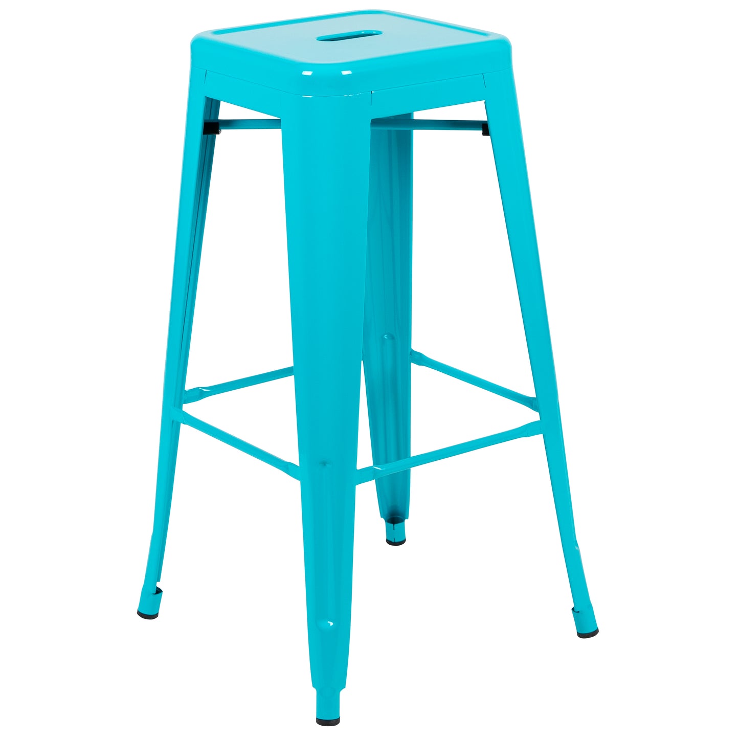 Cierra 30" High Metal Indoor Bar Stool in Teal - Stackable Set of 4 Teal