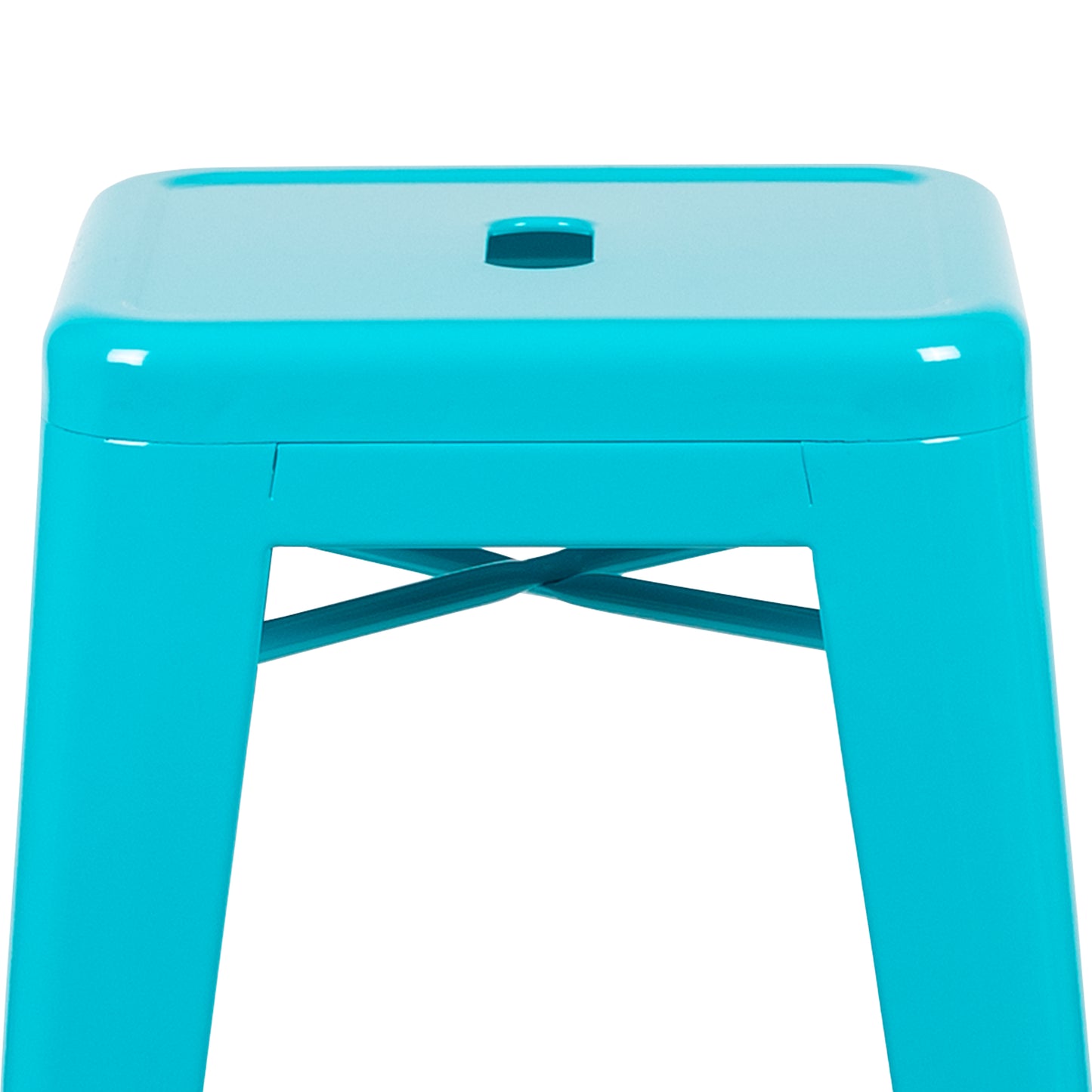 Cierra 30" High Metal Indoor Bar Stool in Teal - Stackable Set of 4 Teal