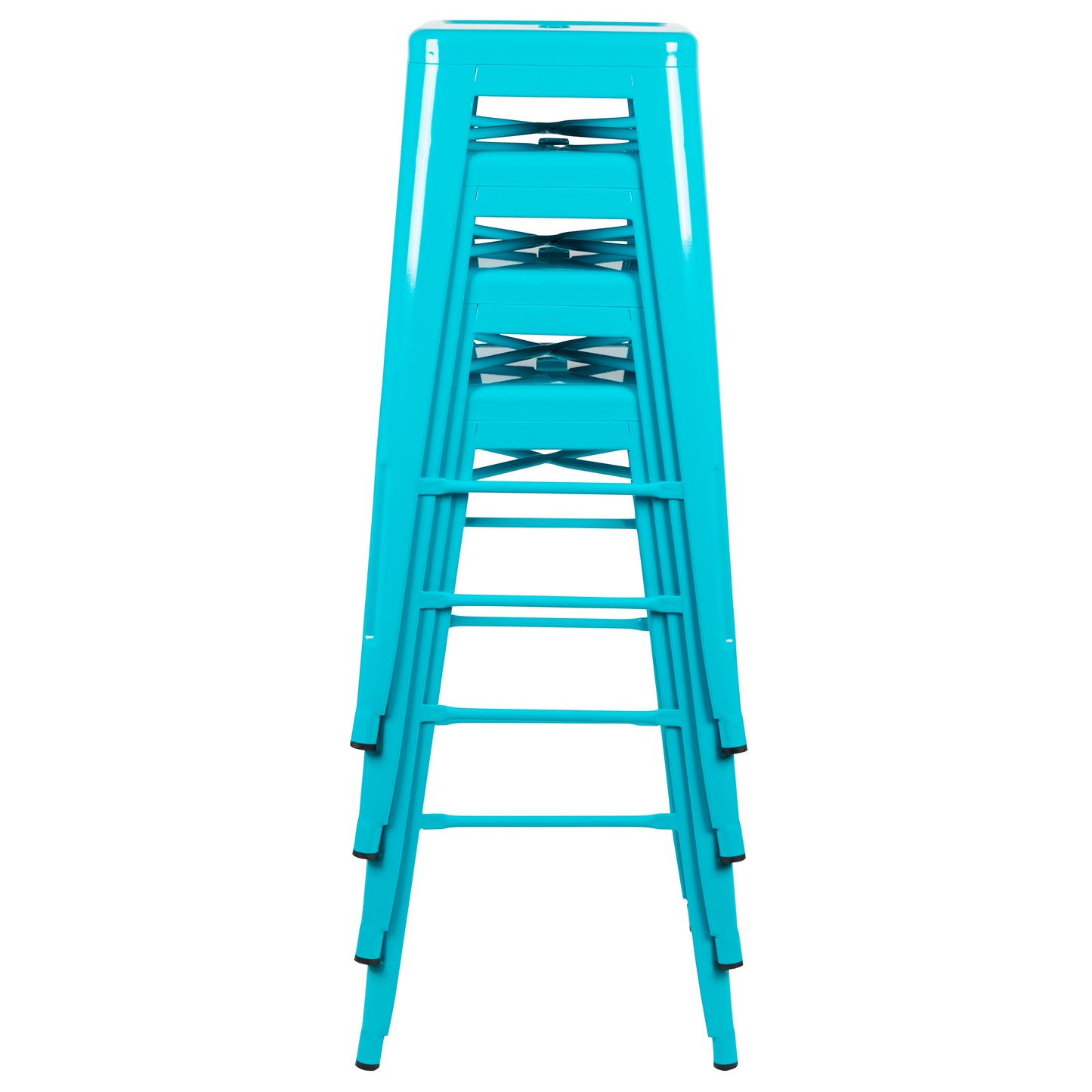 Cierra 30" High Metal Indoor Bar Stool in Teal - Stackable Set of 4 Teal